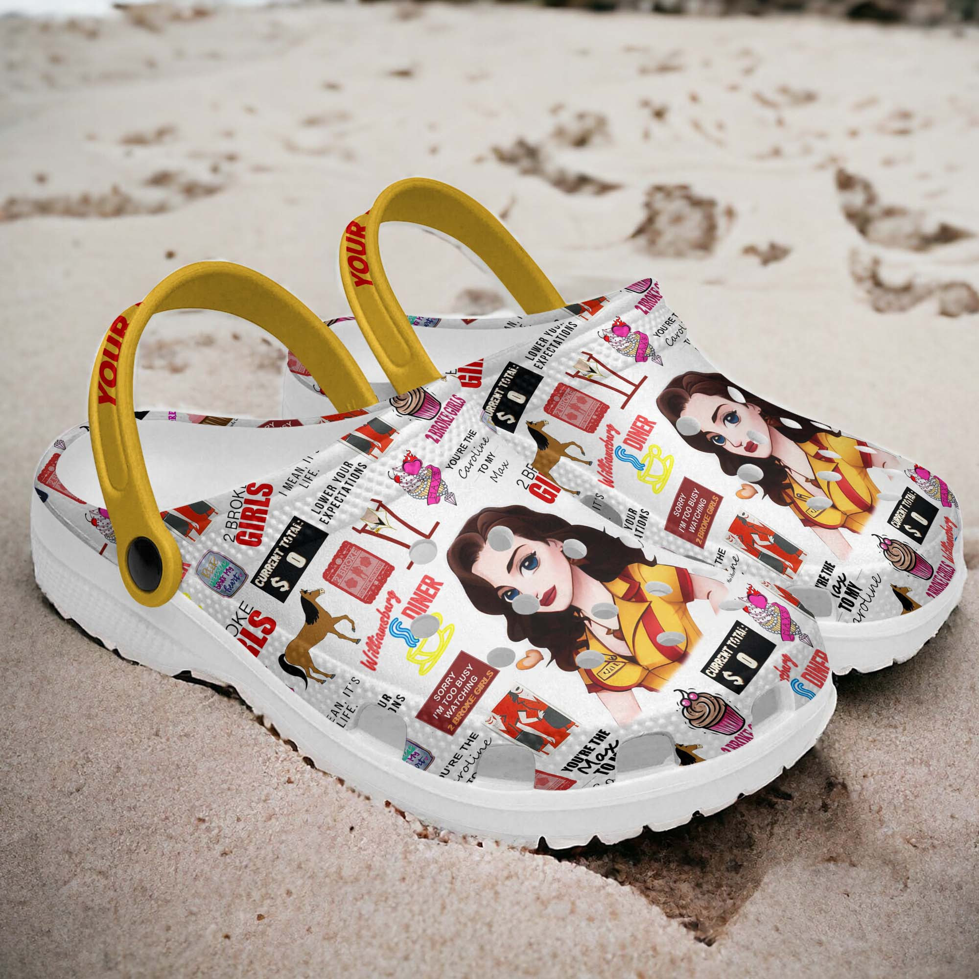Merchidea 2 Broke Girls TV Series Crocs Crocband Clogs Shoes Comfortable For Men Women and Kids
