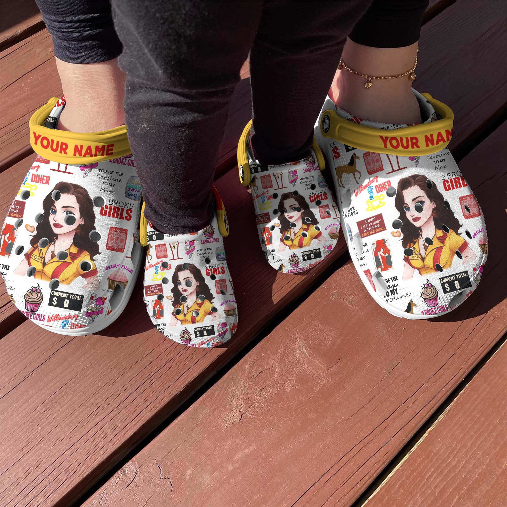 Merchidea 2 Broke Girls TV Series Crocs Crocband Clogs Shoes Comfortable For Men Women and Kids