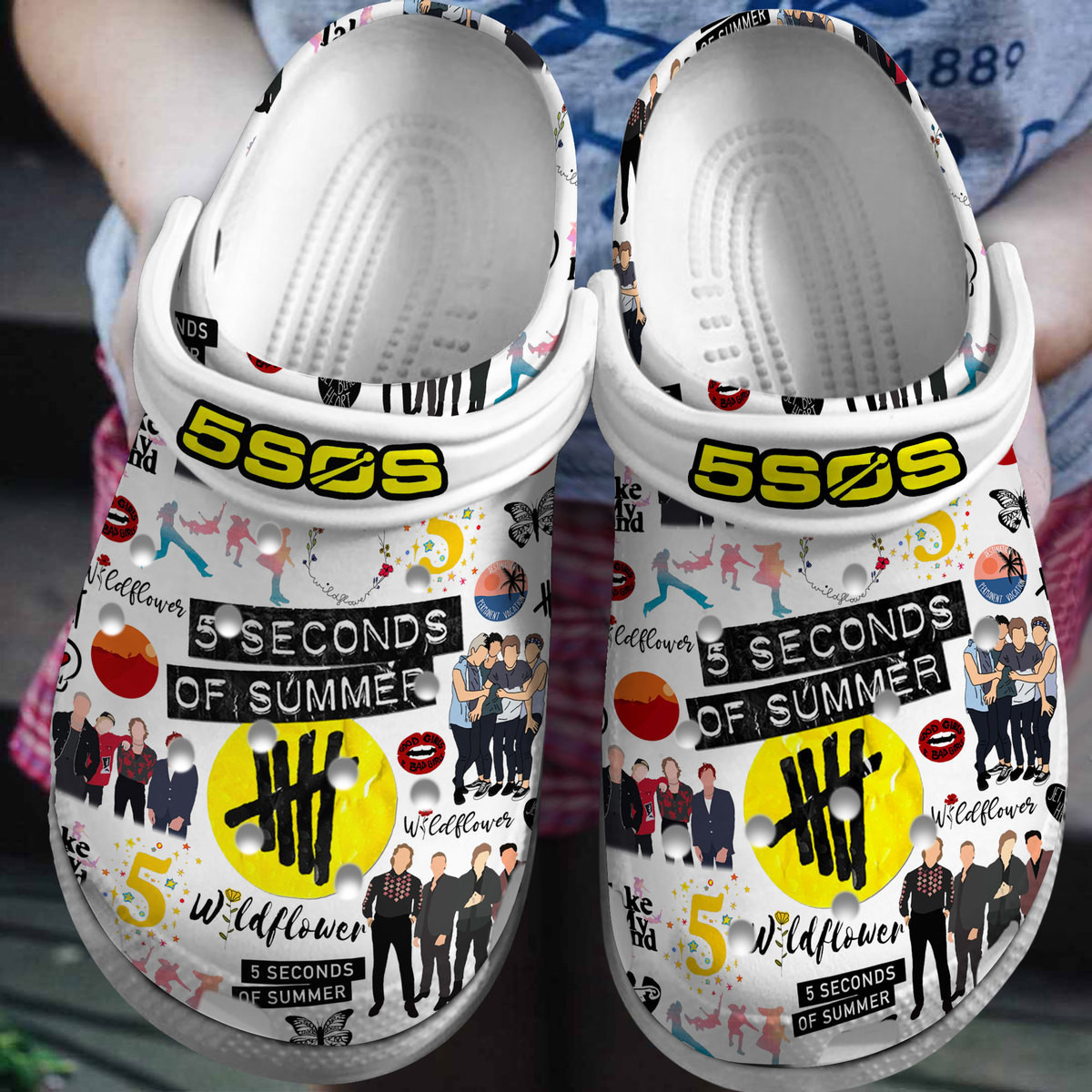 Merchidea 5 Seconds Of Summer Music Crocs Crocband Clogs Shoes Comfortable For Men Women and Kids