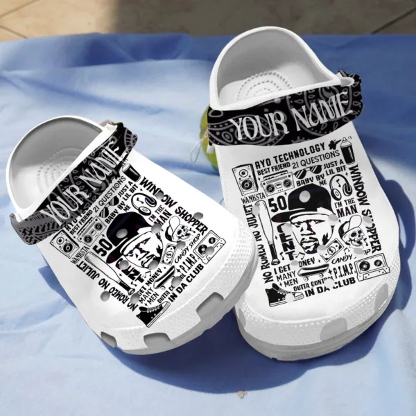 Merchidea 50 Cent Music Crocs Crocband Clogs Shoes Comfortable For Men Women and Kids
