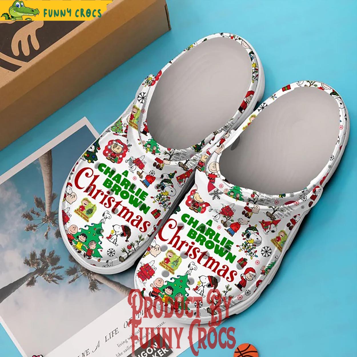 Merchidea A Charlie Brown And Snoopy Cartoon Christmas Crocs Crocband Clogs Shoes Comfortable For Men Women and Kids