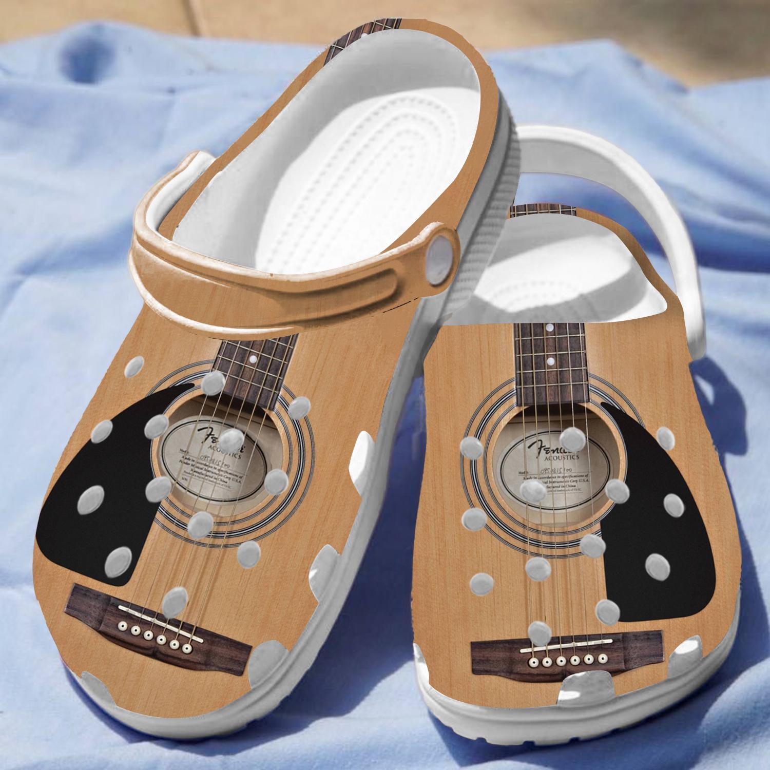 Merchidea Accoustic Guitar Crocs Crocband Clogs Shoes Comfortable For Men Women and Kids