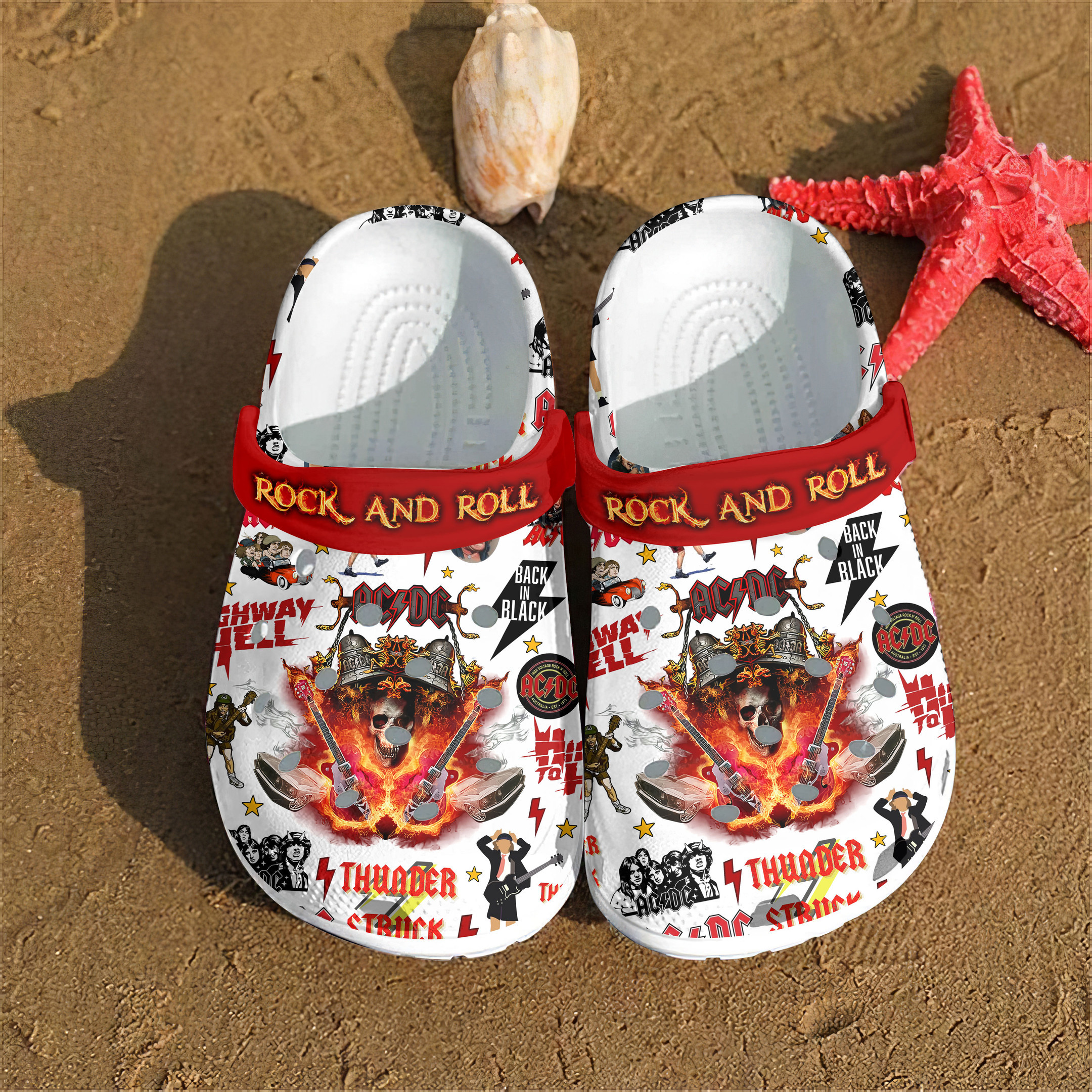 Merchidea ACDC Music Crocs Crocband Clogs Shoes Comfortable For Men Women and Kids