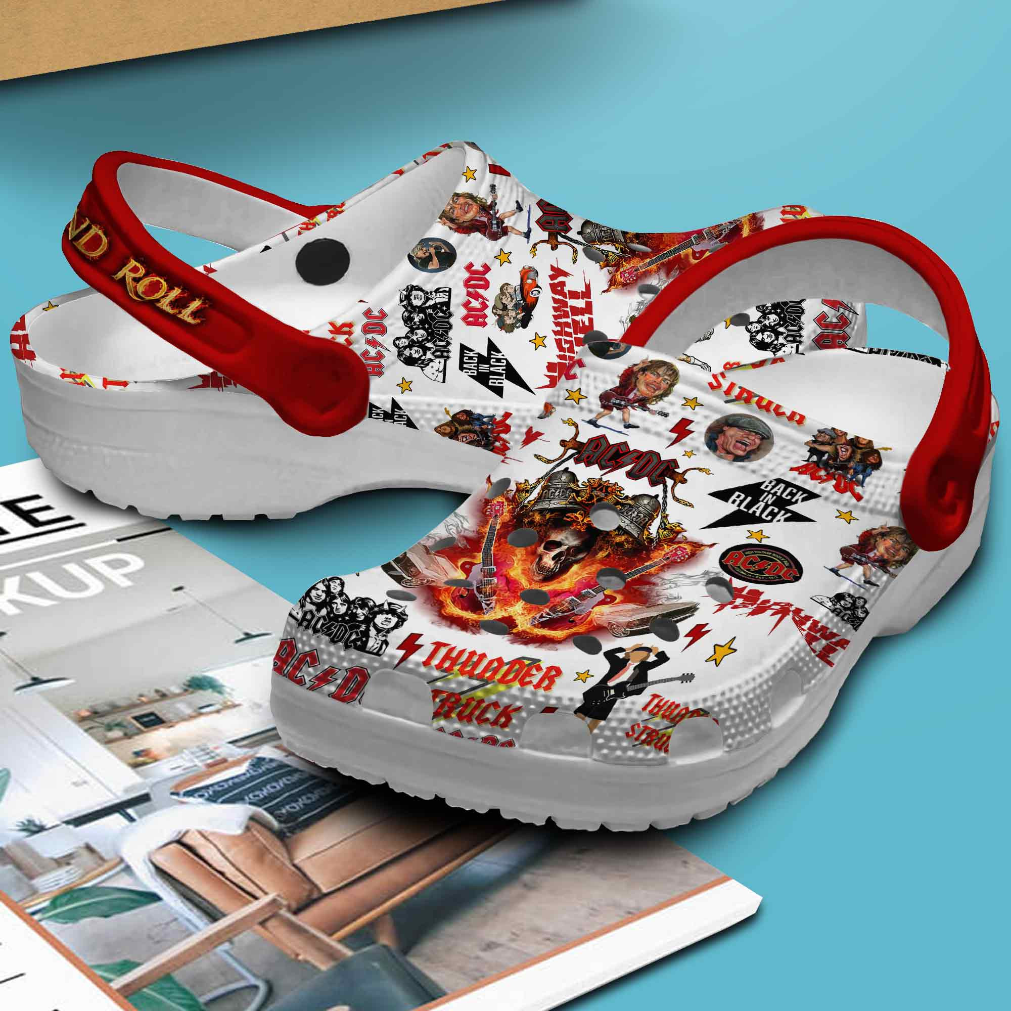 Merchidea ACDC Music Crocs Crocband Clogs Shoes Comfortable For Men Women and Kids