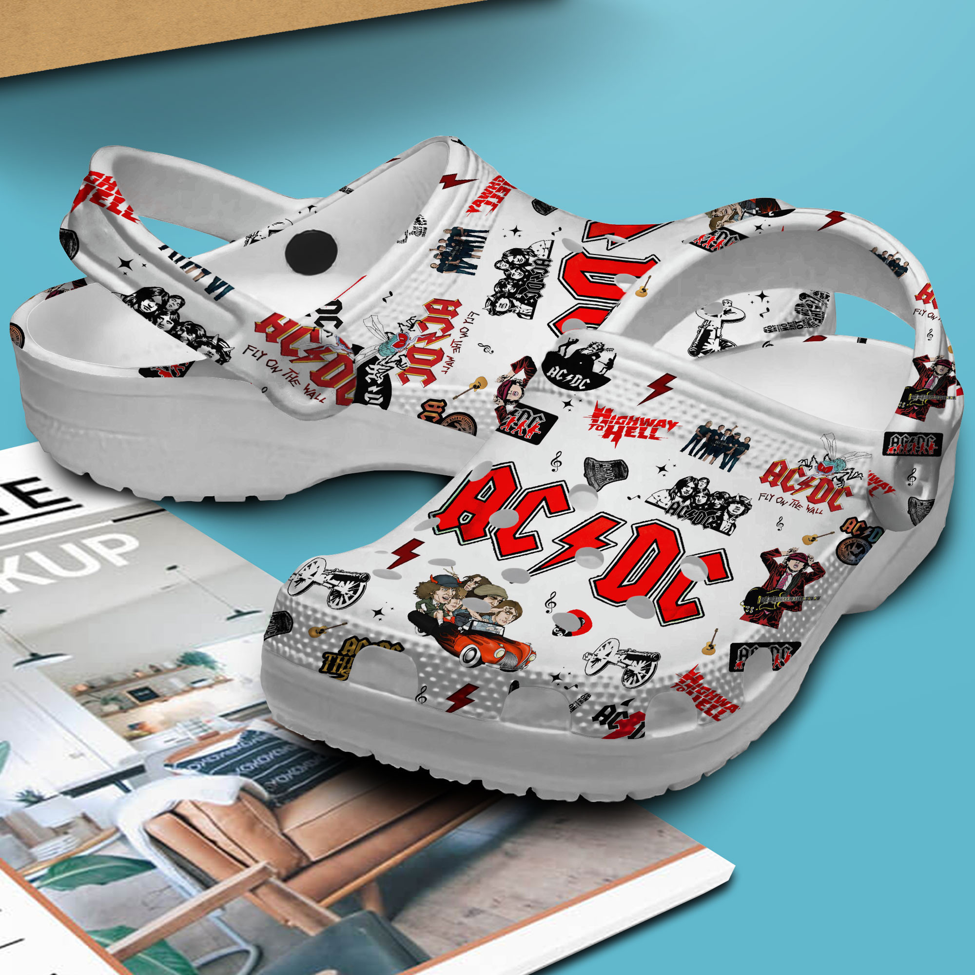 Merchidea AC/DC Music Crocs Crocband Clogs Shoes Comfortable For Men Women and Kids