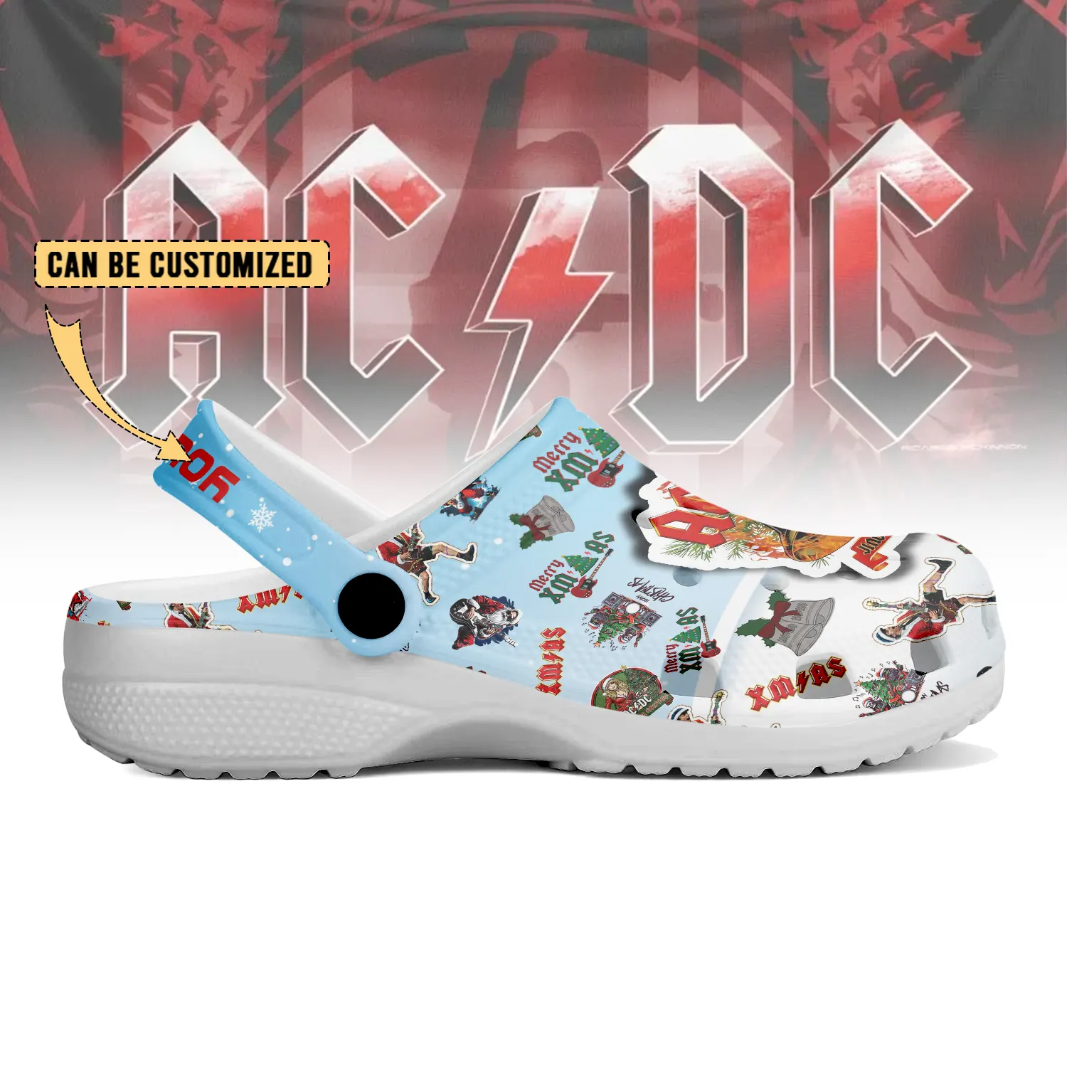 Merchidea AC/DC x Christmas Music Crocs Crocband Clogs Shoes Comfortable For Men Women and Kids