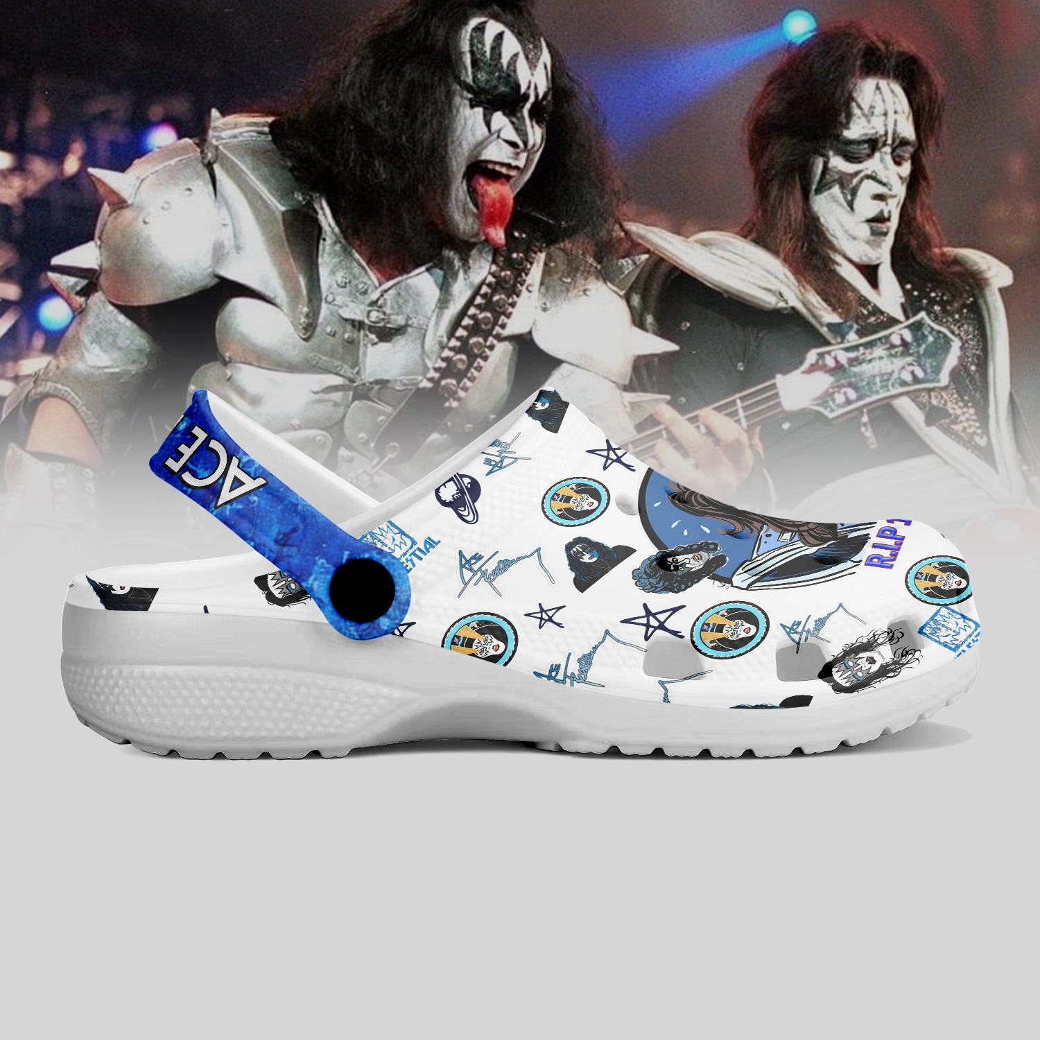 Merchidea Ace Frehley x Kiss Band Music Crocs Crocband Clogs Shoes Comfortable For Men Women and Kids