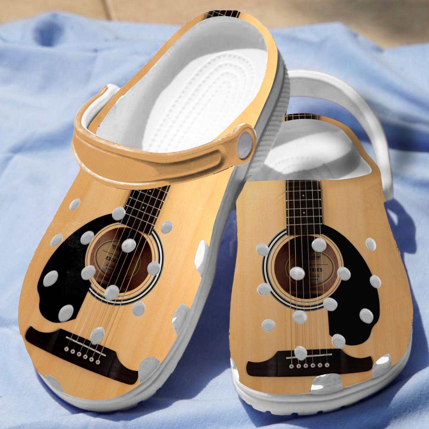 Merchidea Acoustic Guitar Crocs Crocband Clogs Shoes Comfortable For Men Women and Kids