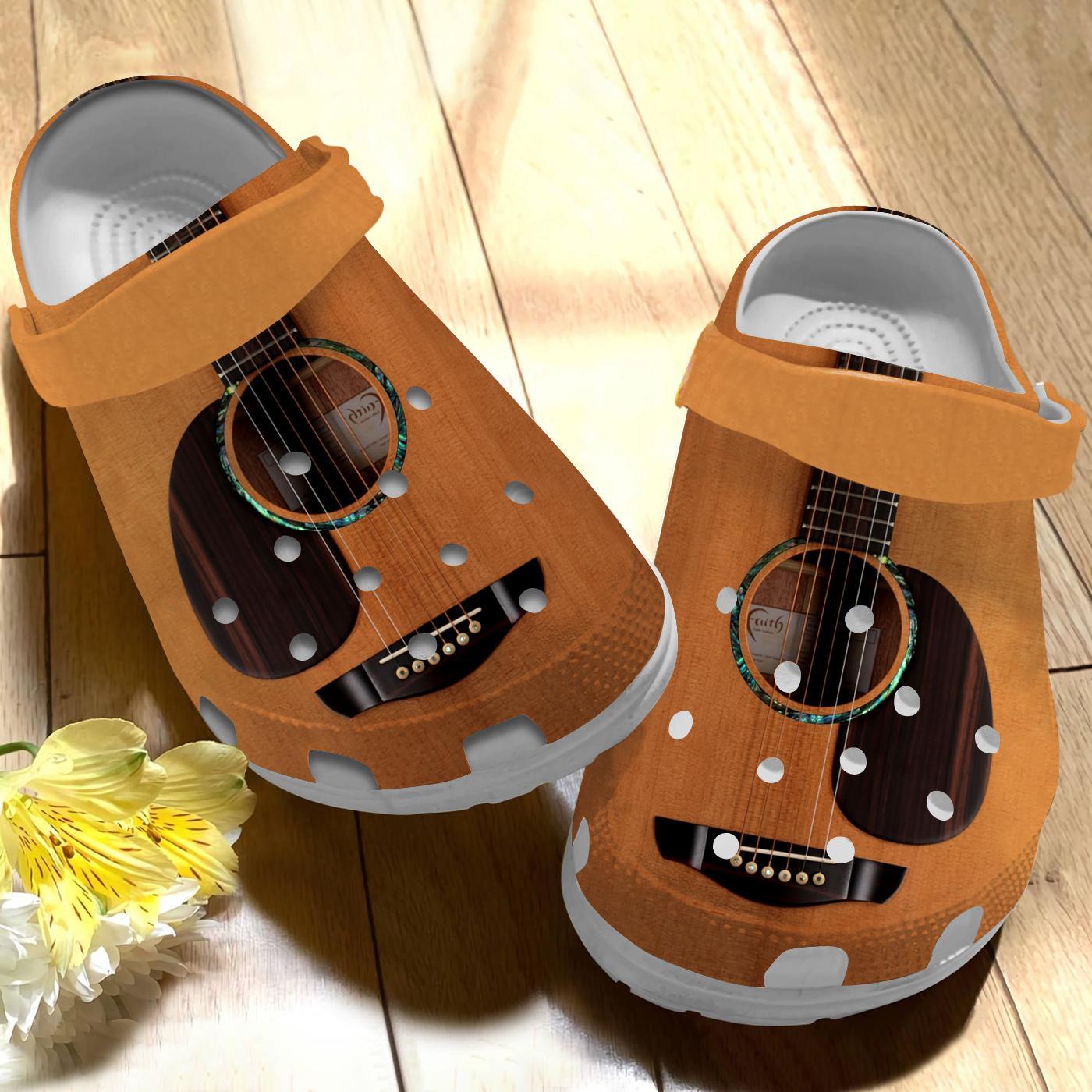 Merchidea Acoustic Guitar Crocs Crocband Clogs Shoes Comfortable For Men Women and Kids