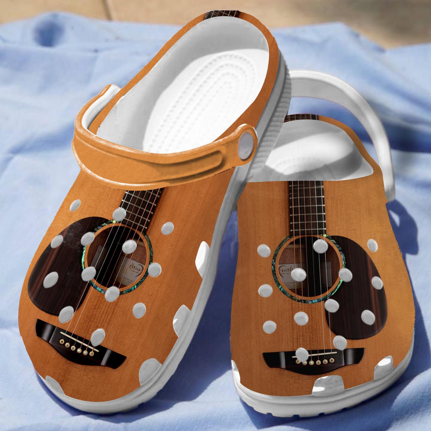 Merchidea Acoustic Guitar Crocs Crocband Clogs Shoes Comfortable For Men Women and Kids