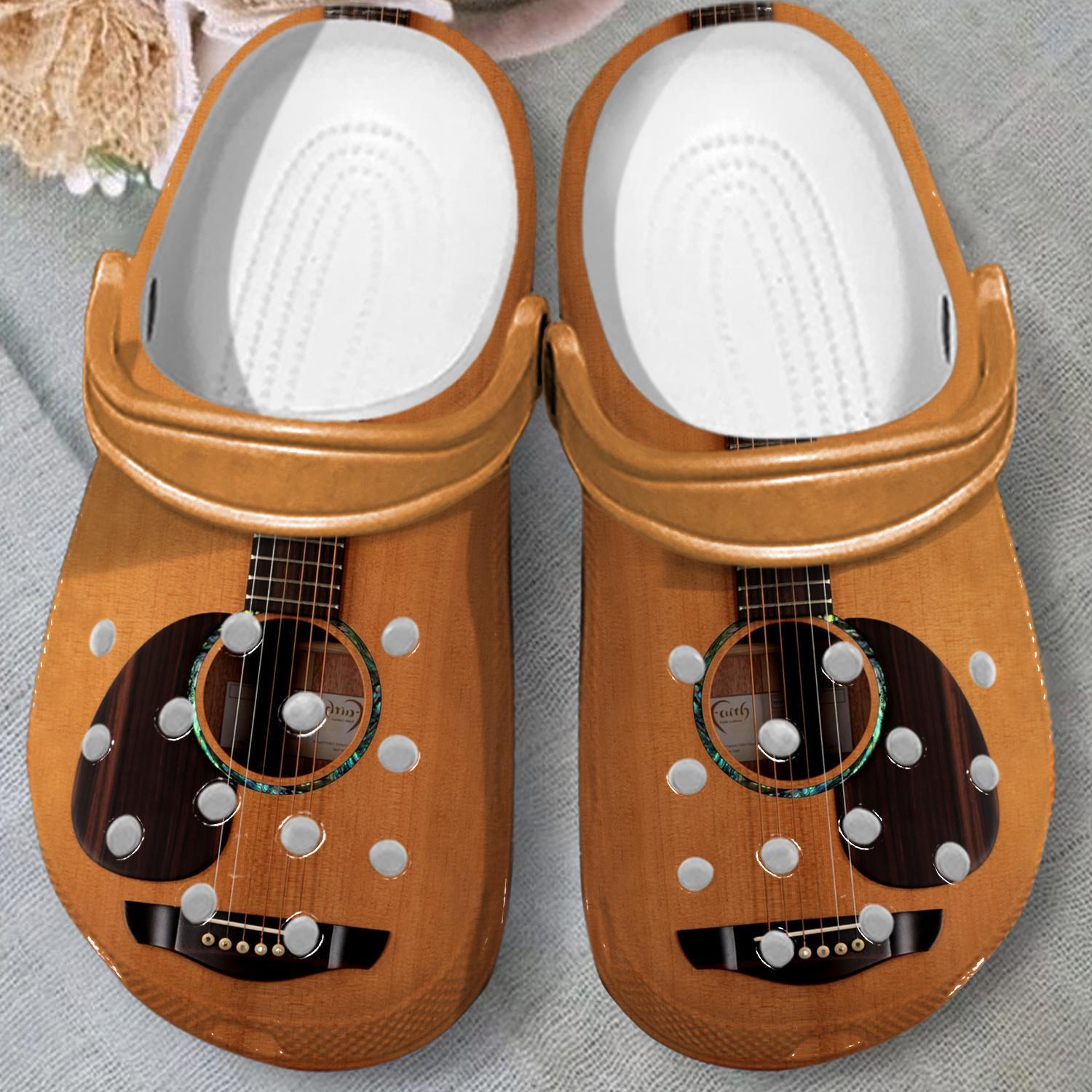 Merchidea Acoustic Guitar Crocs Crocband Clogs Shoes Comfortable For Men Women and Kids