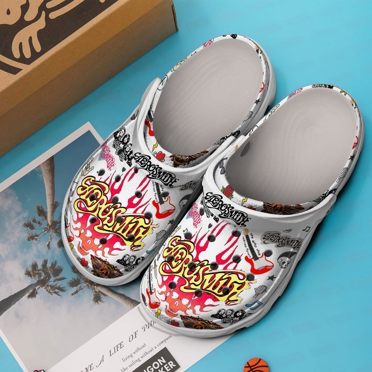 Merchidea Aerosmith Music Crocs Crocband Clogs Shoes Comfortable For Men Women and Kids