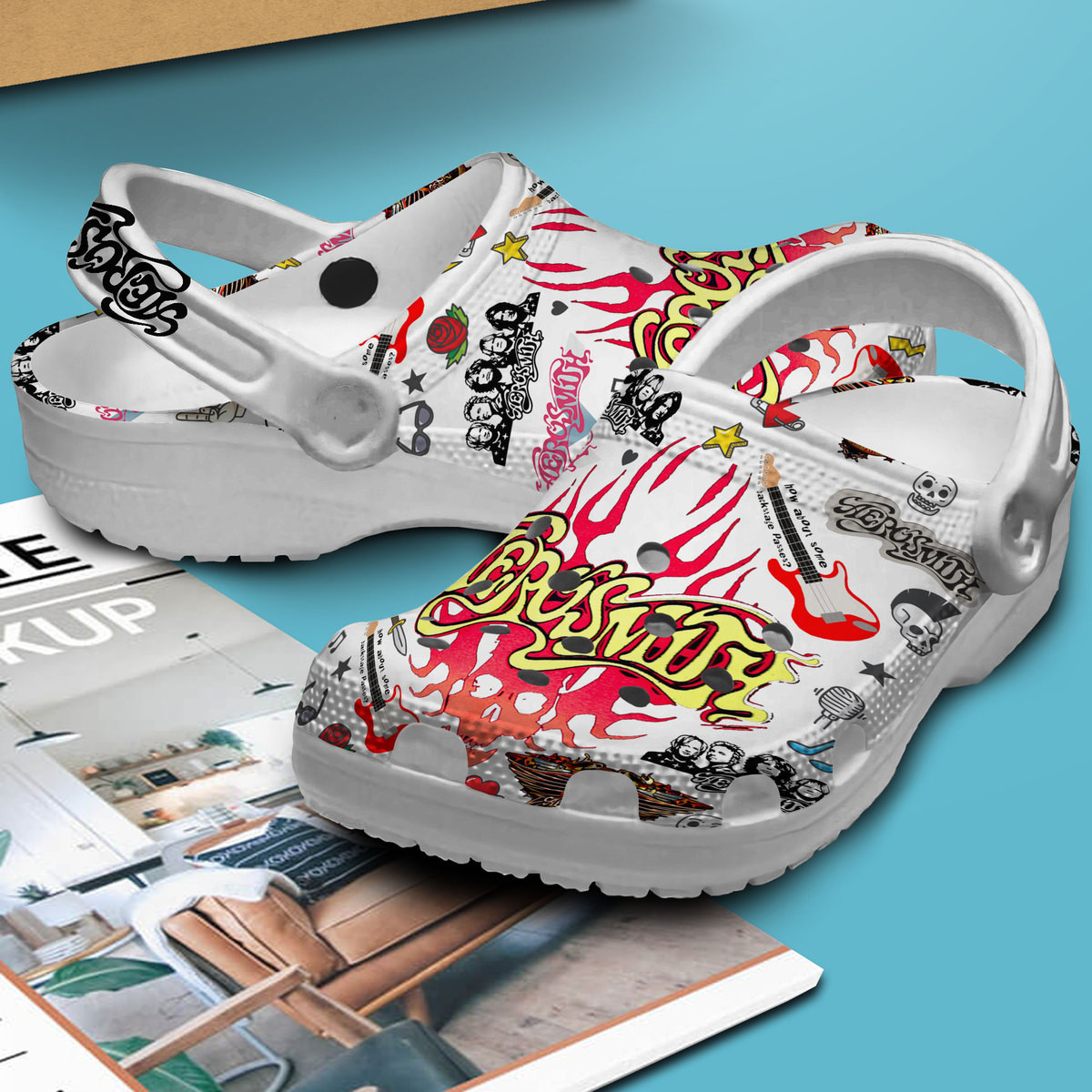 Merchidea Aerosmith Music Crocs Crocband Clogs Shoes Comfortable For Men Women and Kids