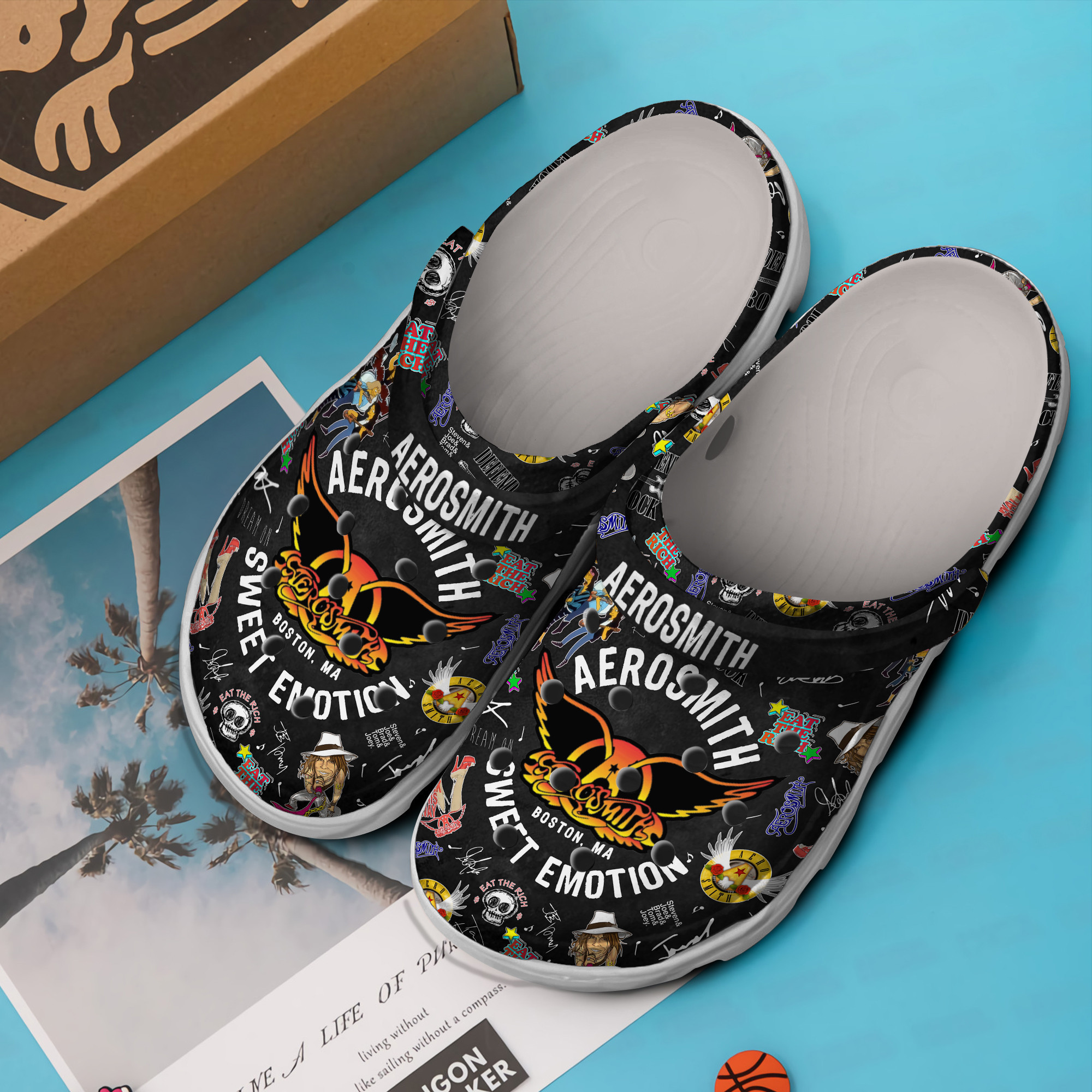 Merchidea Aerosmith Music Crocs Crocband Clogs Shoes Comfortable For Men Women and Kids