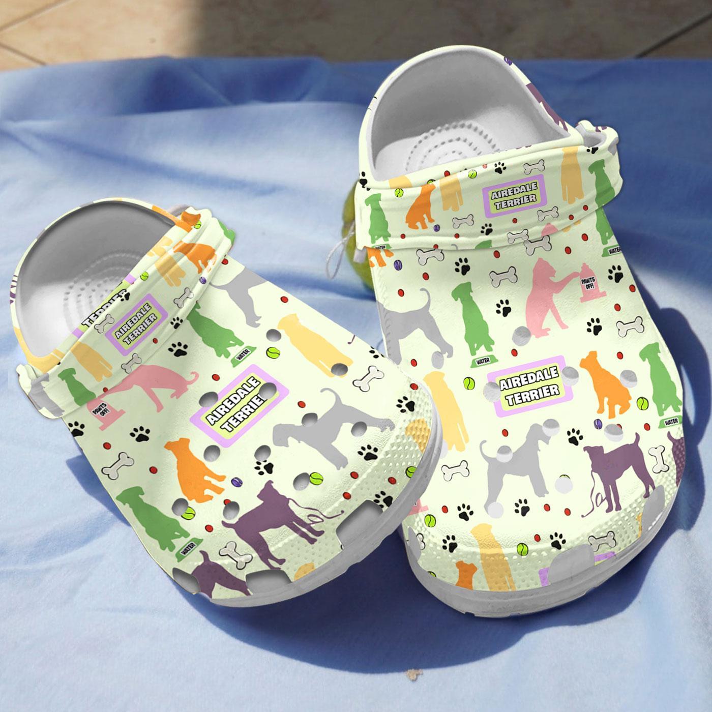 Merchidea Airedale Terrier Dog Crocs Crocband Clogs Shoes Comfortable For Men Women and Kids