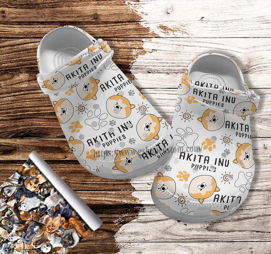 Merchidea Akita Inu Puppies Chibi Croc Shoes Gift Men Women- Akita Dog Lover Shoes Croc Clogs Gift Birthday