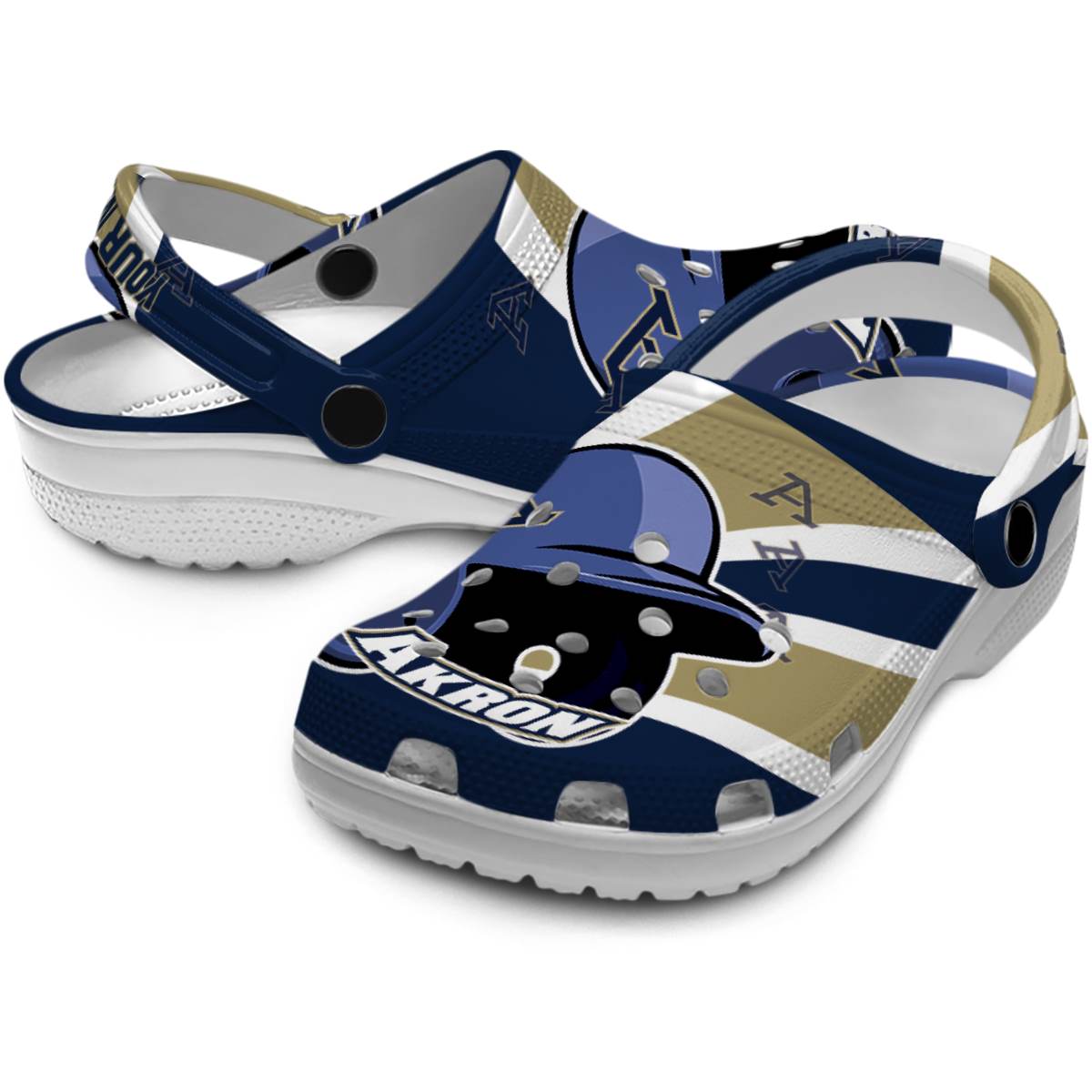 Merchidea Akron Zips NCAA Sport Crocs Crocband Clogs Shoes Comfortable For Men Women and Kids