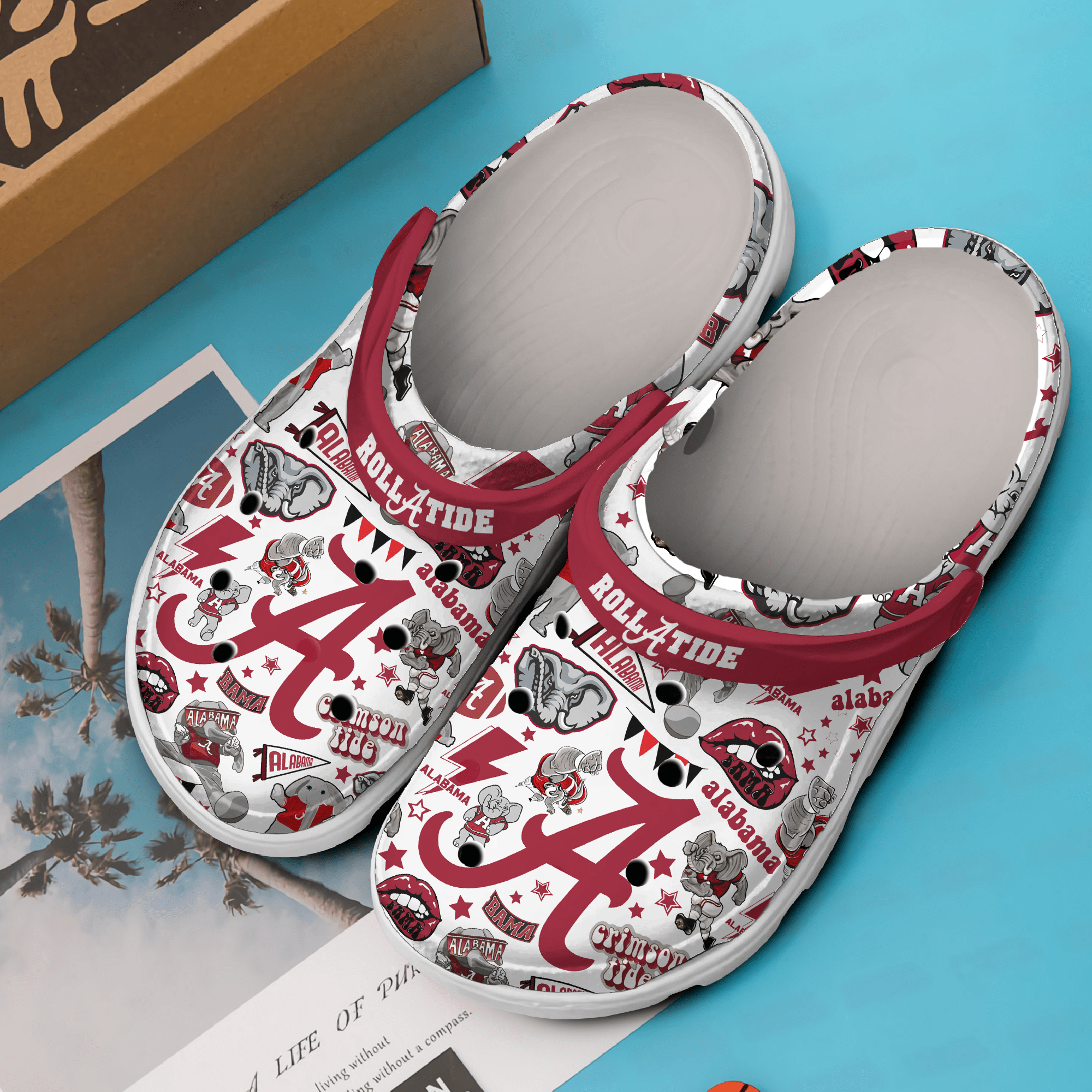 Merchidea Alabama Crimson Tide NCAA Sport Crocs Crocband Clogs Shoes Comfortable For Men Women and Kids