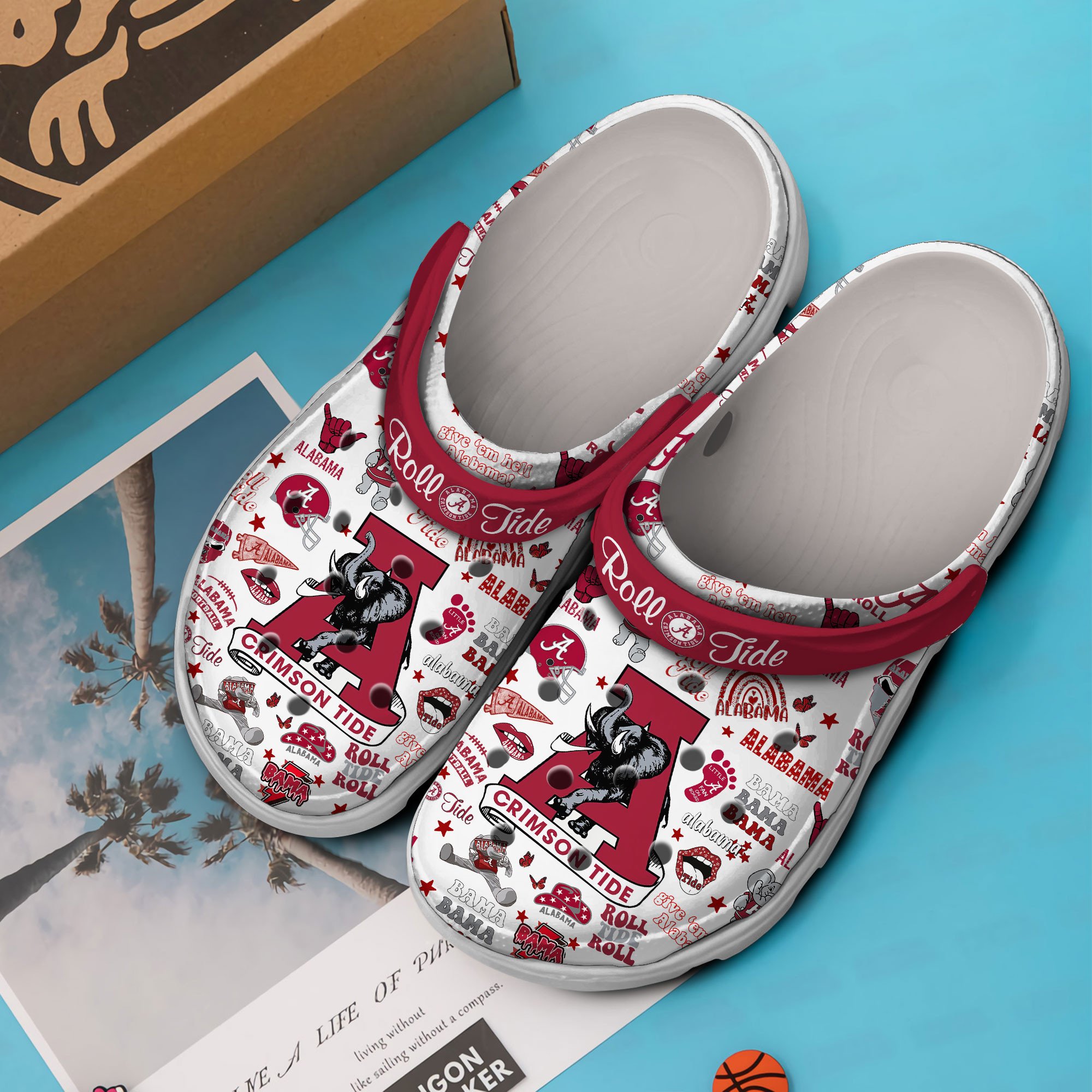 Merchidea Alabama Crimson Tide NCAA Sport Crocs Crocband Clogs Shoes Comfortable For Men Women and Kids