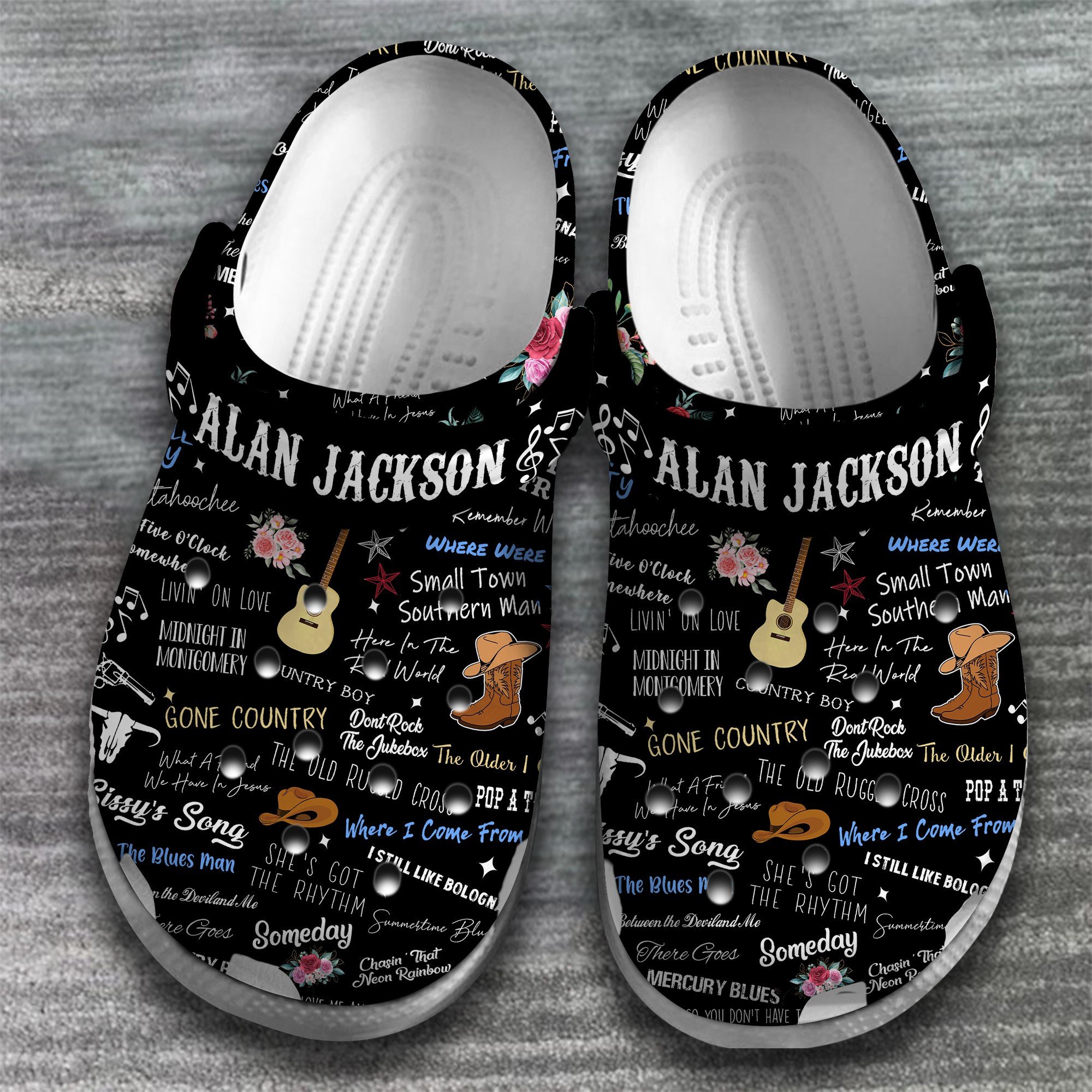 Merchidea Alan Jackson Singer Music Crocs Crocband Clogs Shoes Comfortable For Men Women and Kids