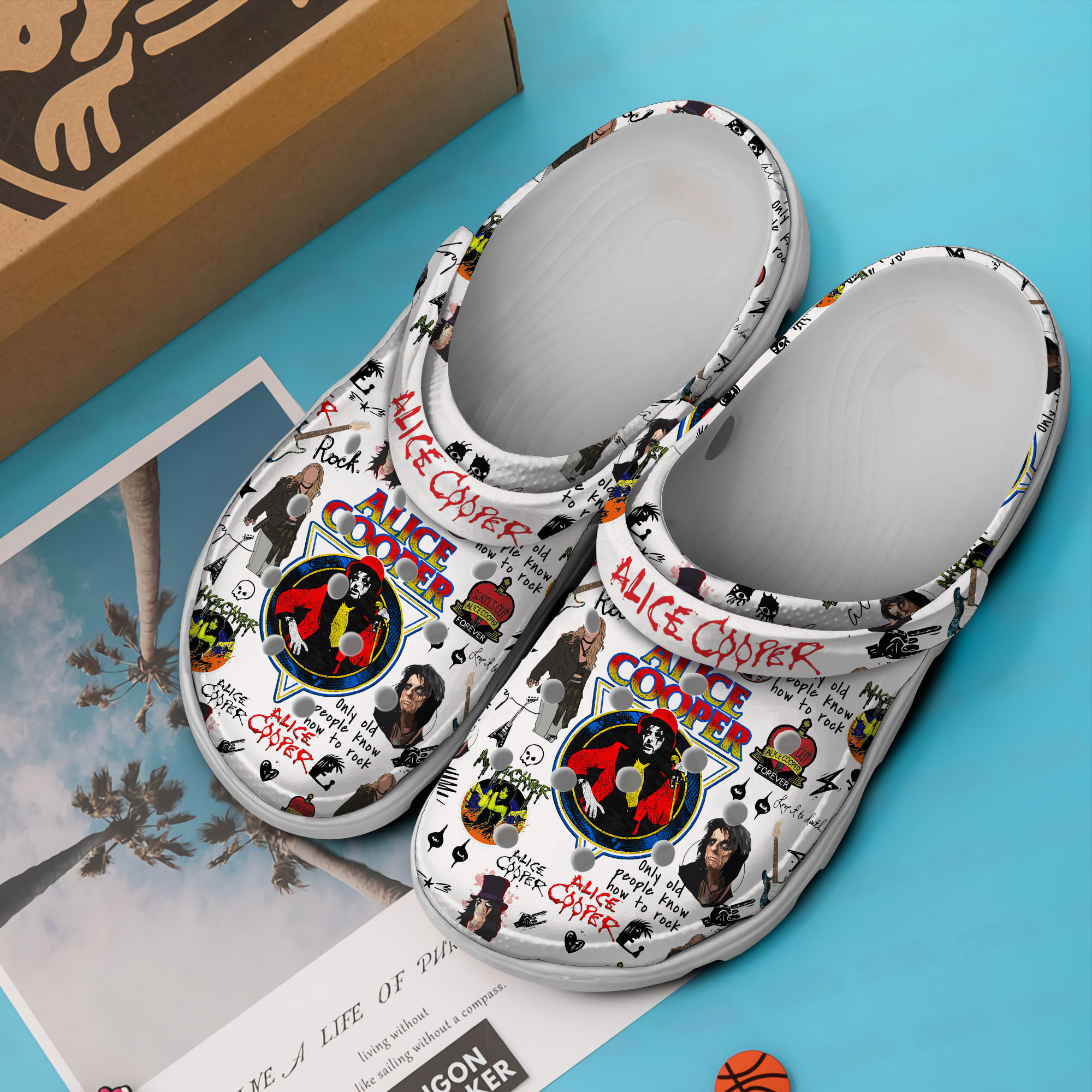 Merchidea Alice Cooper Music Crocs Crocband Clogs Shoes Comfortable For Men Women and Kids