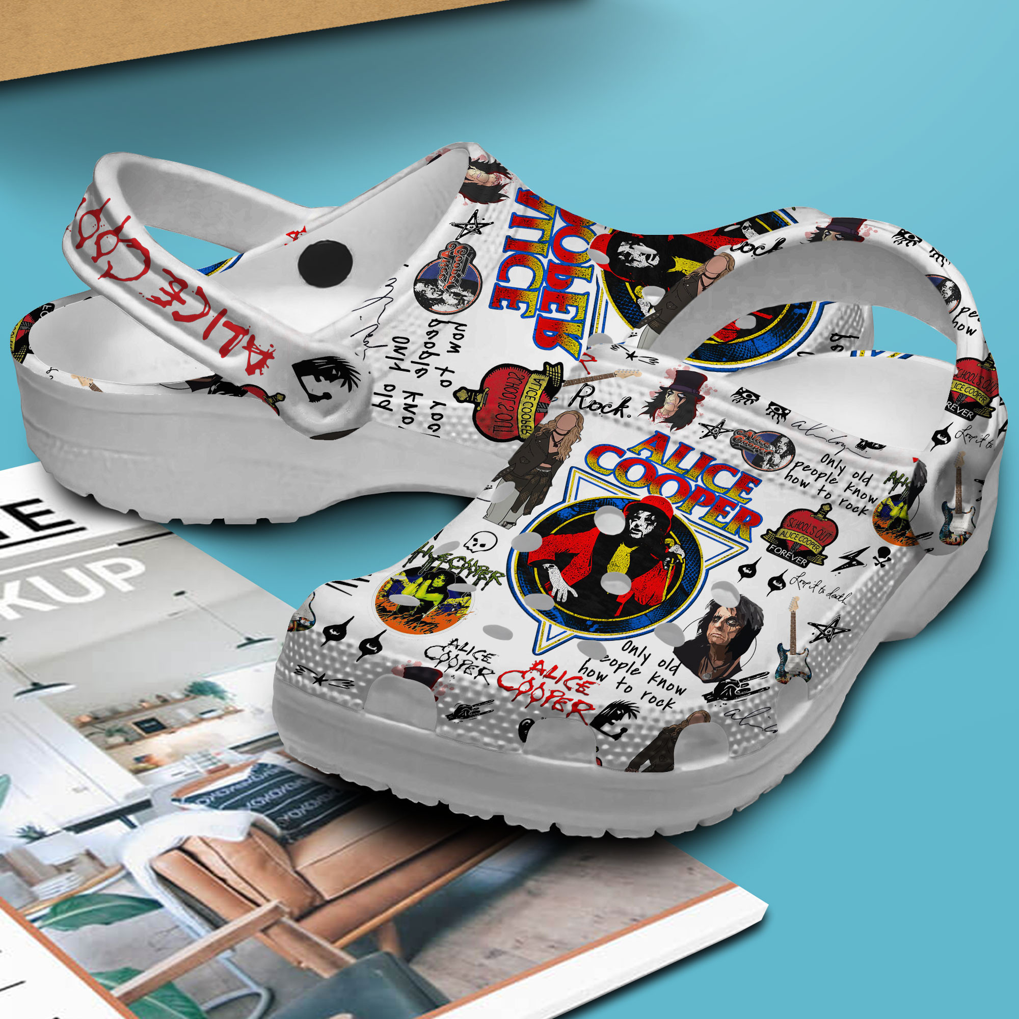 Merchidea Alice Cooper Music Crocs Crocband Clogs Shoes Comfortable For Men Women and Kids