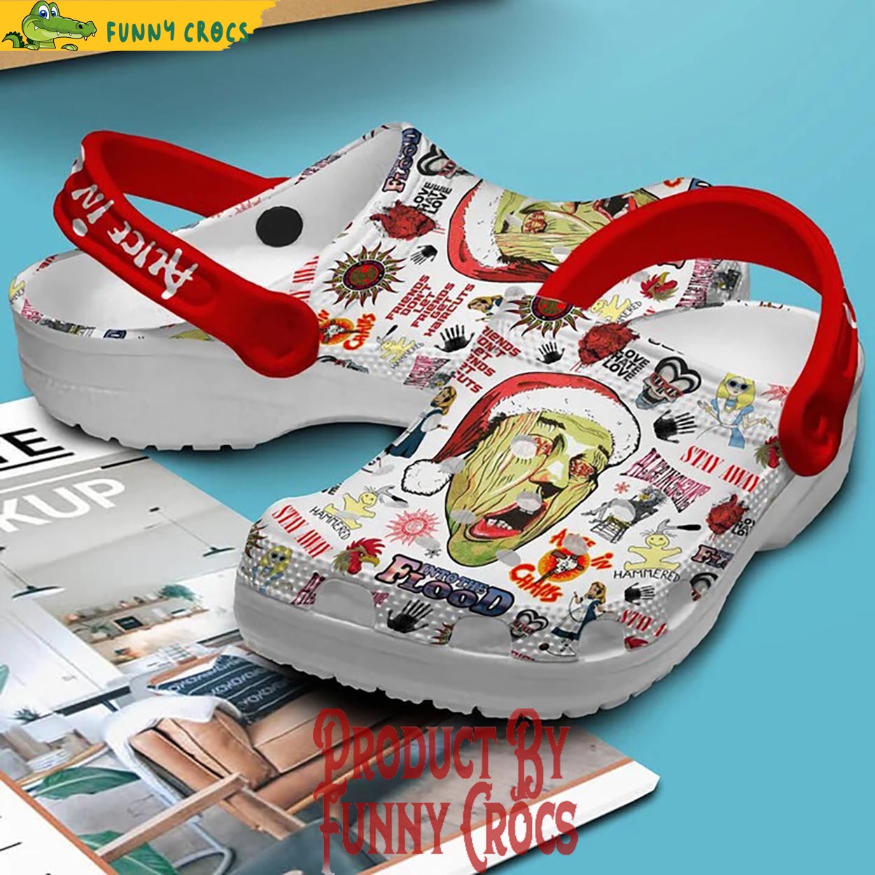 Merchidea Alice In Chains Music Christmas Crocs Crocband Clogs Shoes Comfortable For Men Women and Kids