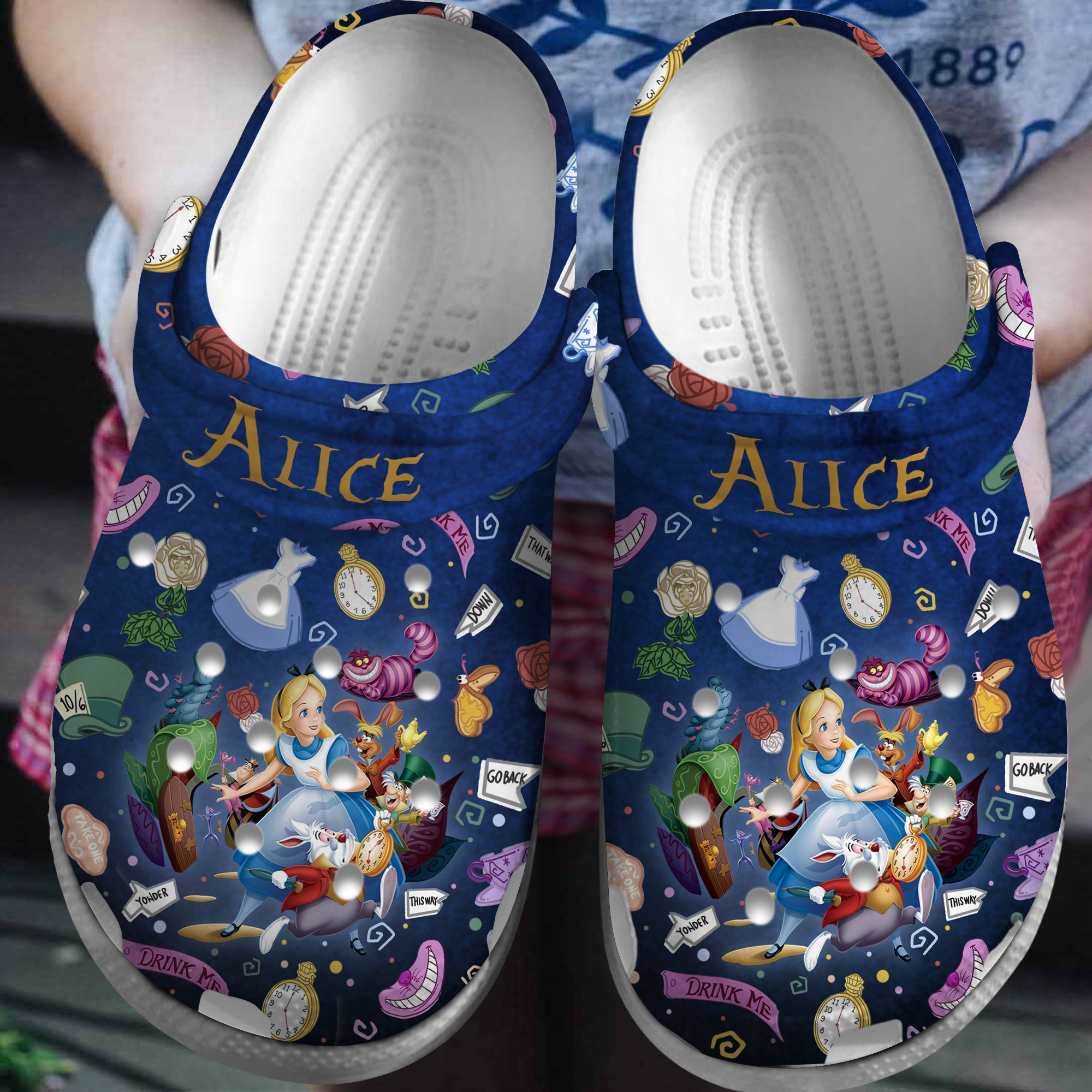 Merchidea Alice In Wonderland Cartoon Movie Crocs Crocband Clogs Shoes Comfortable For Men Women and Kids