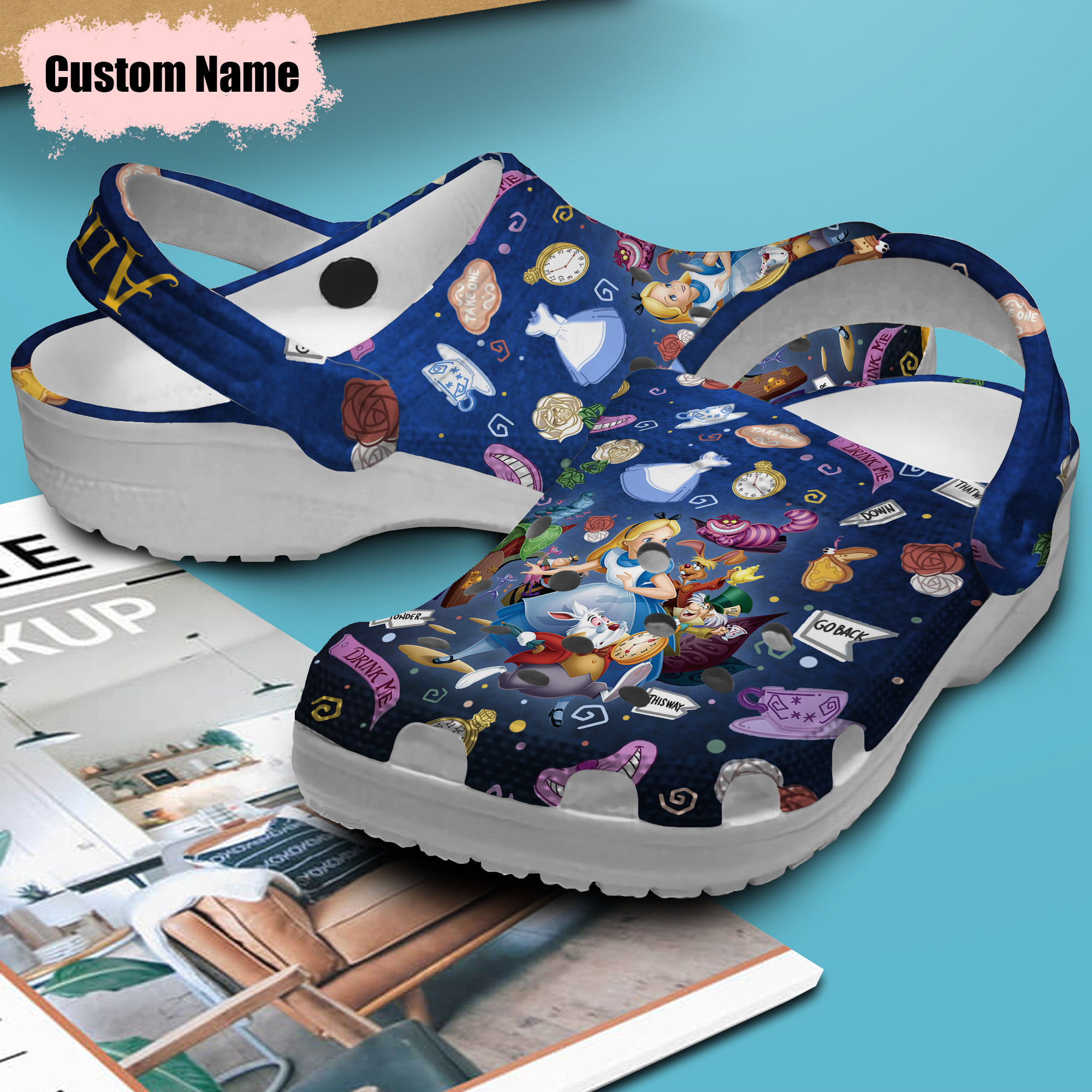 Merchidea Alice In Wonderland Cartoon Movie Crocs Crocband Clogs Shoes Comfortable For Men Women and Kids