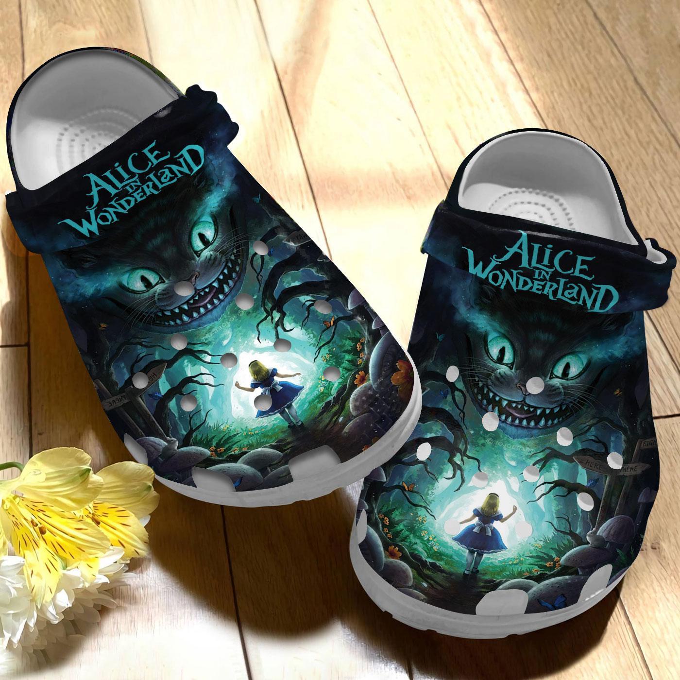 Merchidea Alice In Wonderland Movie Crocs Crocband Clogs Shoes Comfortable For Men Women and Kids