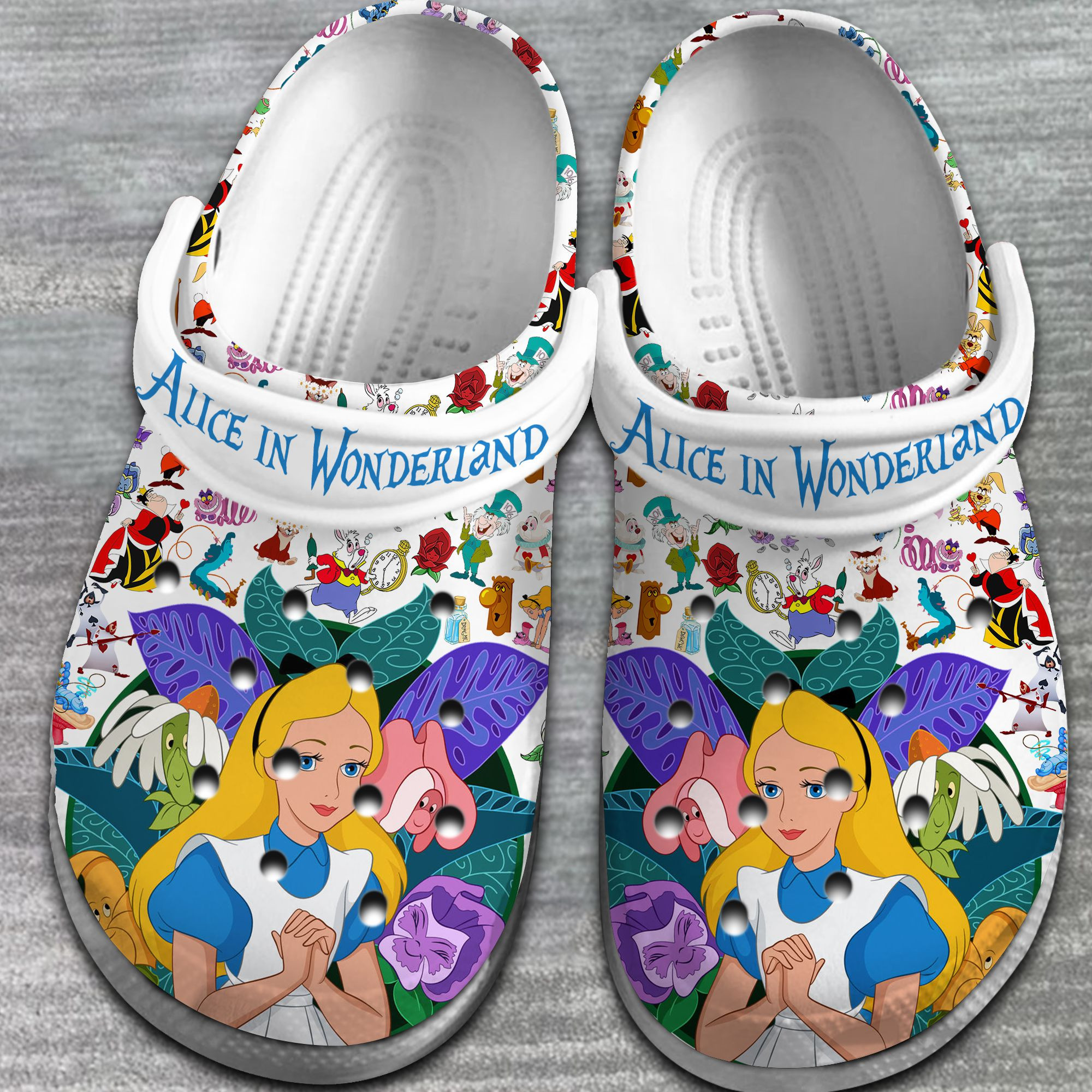 Merchidea Alice in Wonderland Movie Crocs Crocband Clogs Shoes Comfortable For Men Women and Kids