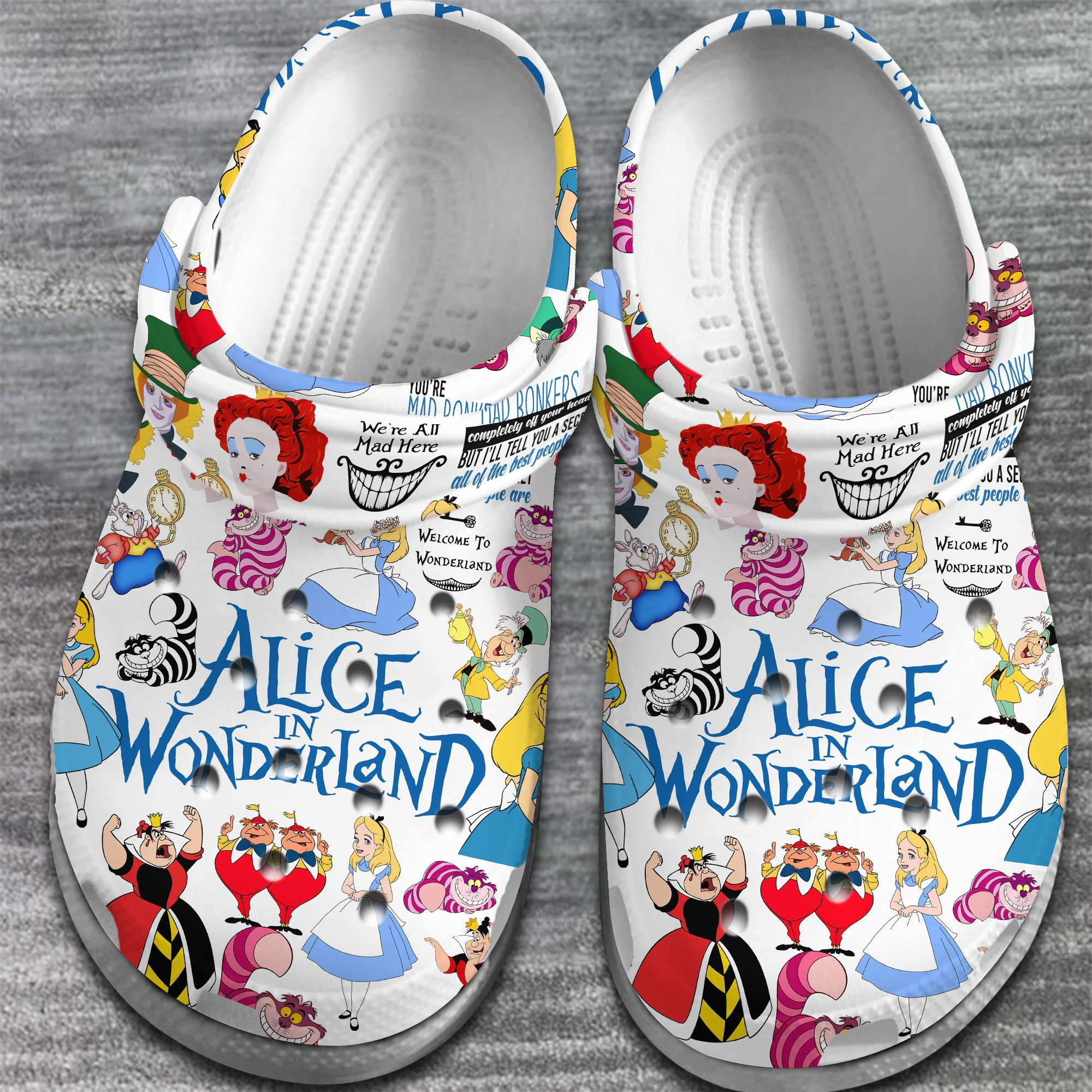 Merchidea Alice in Wonderland Movie Crocs Crocband Clogs Shoes Comfortable For Men Women and Kids