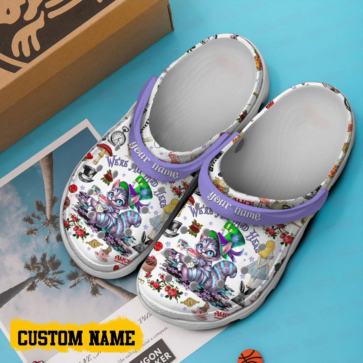 Merchidea Alice in Wonderland Movie Crocs Crocband Clogs Shoes Comfortable For Men Women and Kids