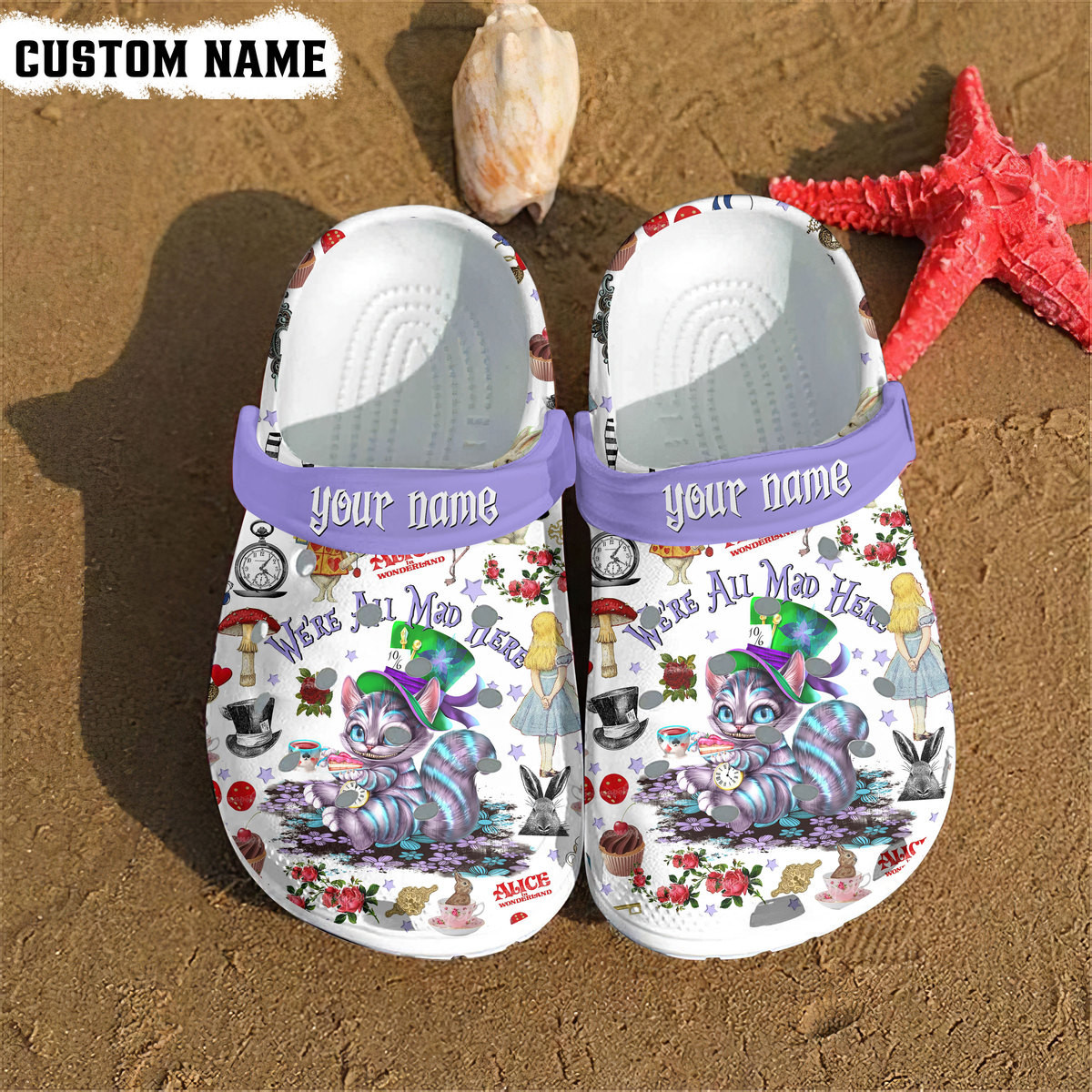 Merchidea Alice in Wonderland Movie Crocs Crocband Clogs Shoes Comfortable For Men Women and Kids