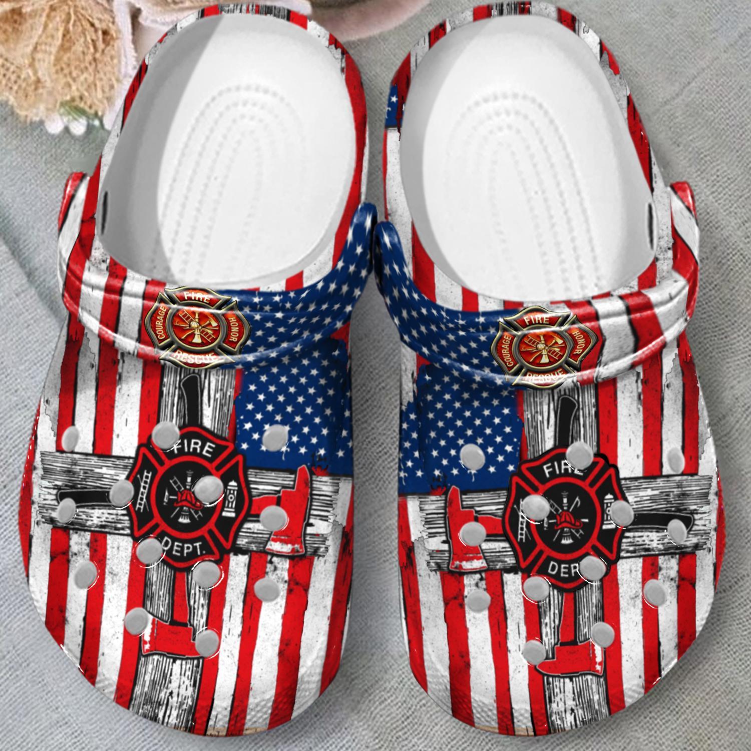 Merchidea Amazing Firefighter Crocs Crocband Clogs Shoes Comfortable For Men Women and Kids