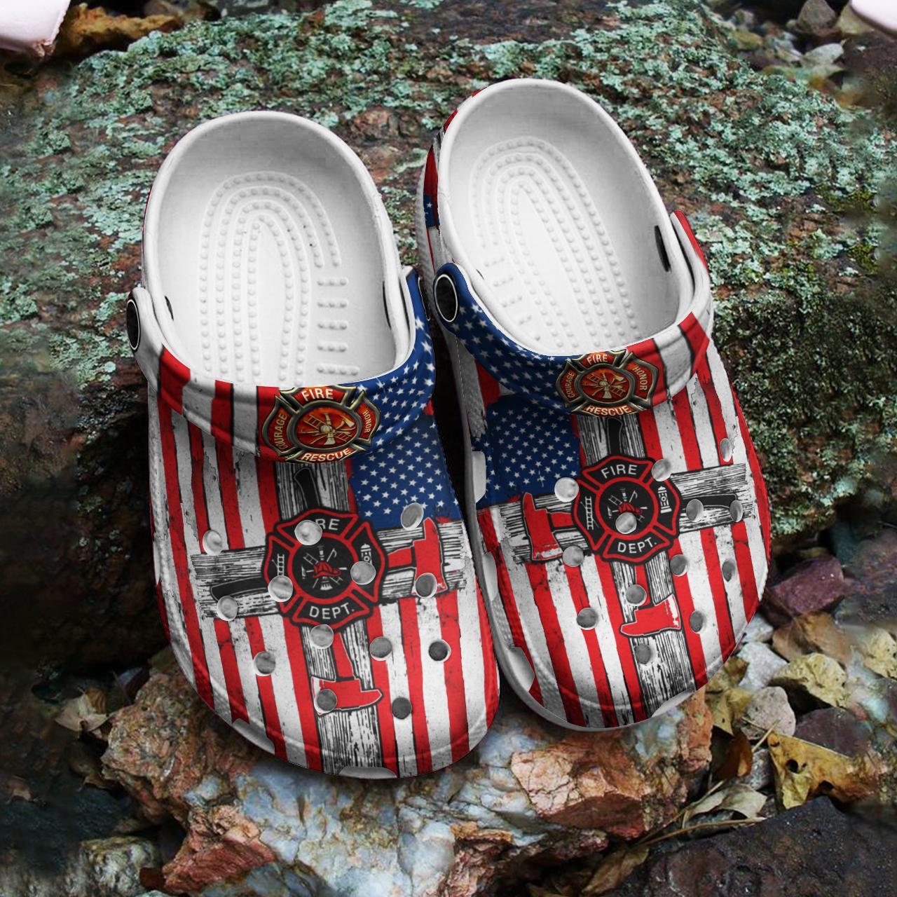 Merchidea Amazing Firefighter Crocs Crocband Clogs Shoes Comfortable For Men Women and Kids