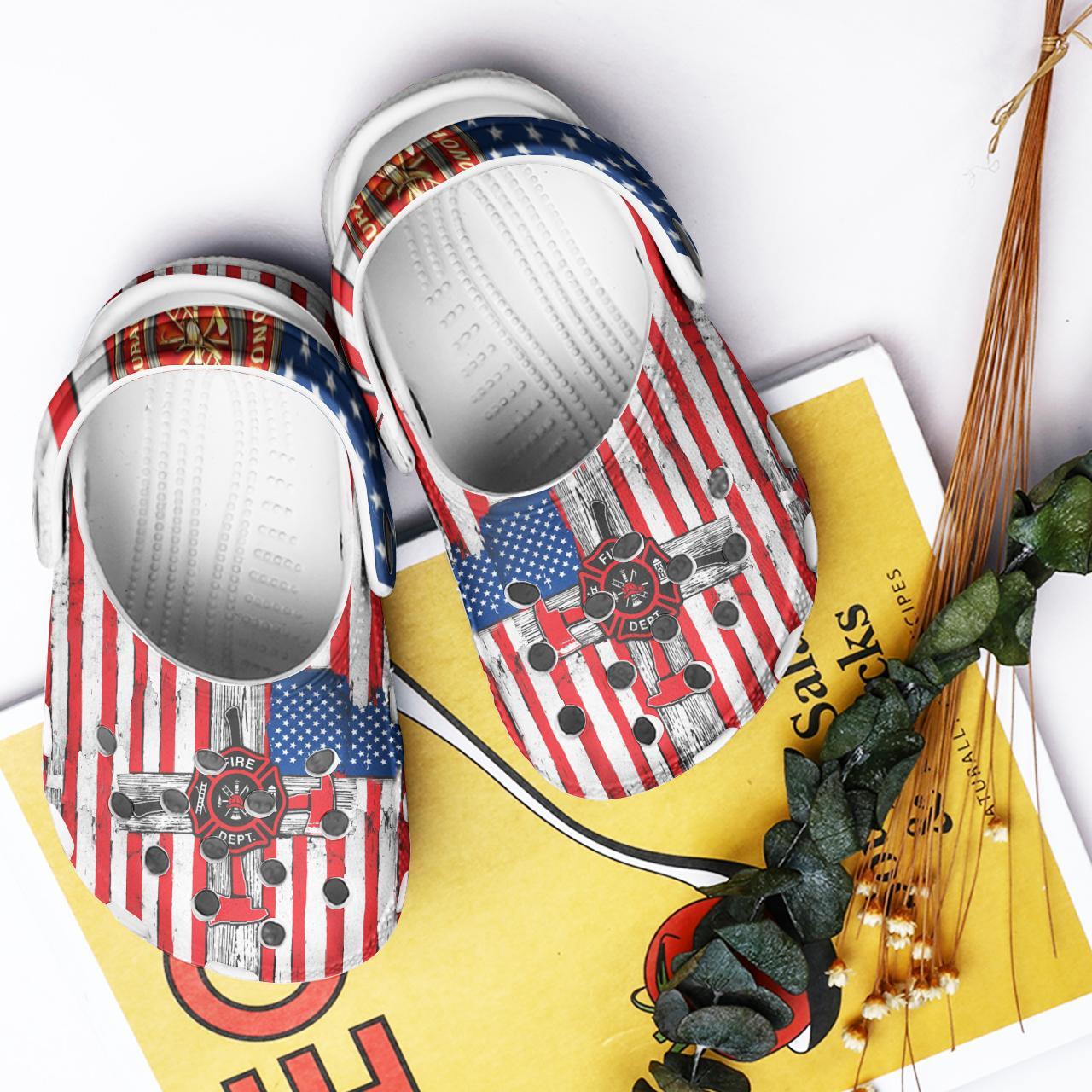 Merchidea Amazing Firefighter Crocs Crocband Clogs Shoes Comfortable For Men Women and Kids