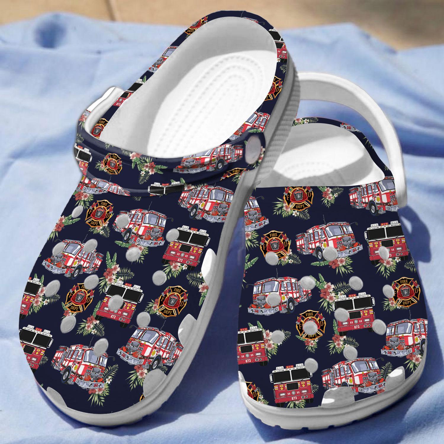 Merchidea Amazing Firefighter Crocs Crocband Clogs Shoes Comfortable For Men Women and Kids