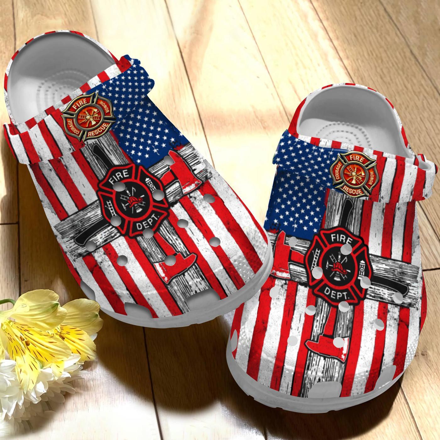 Merchidea Amazing Firefighter Crocs Crocband Clogs Shoes Comfortable For Men Women and Kids