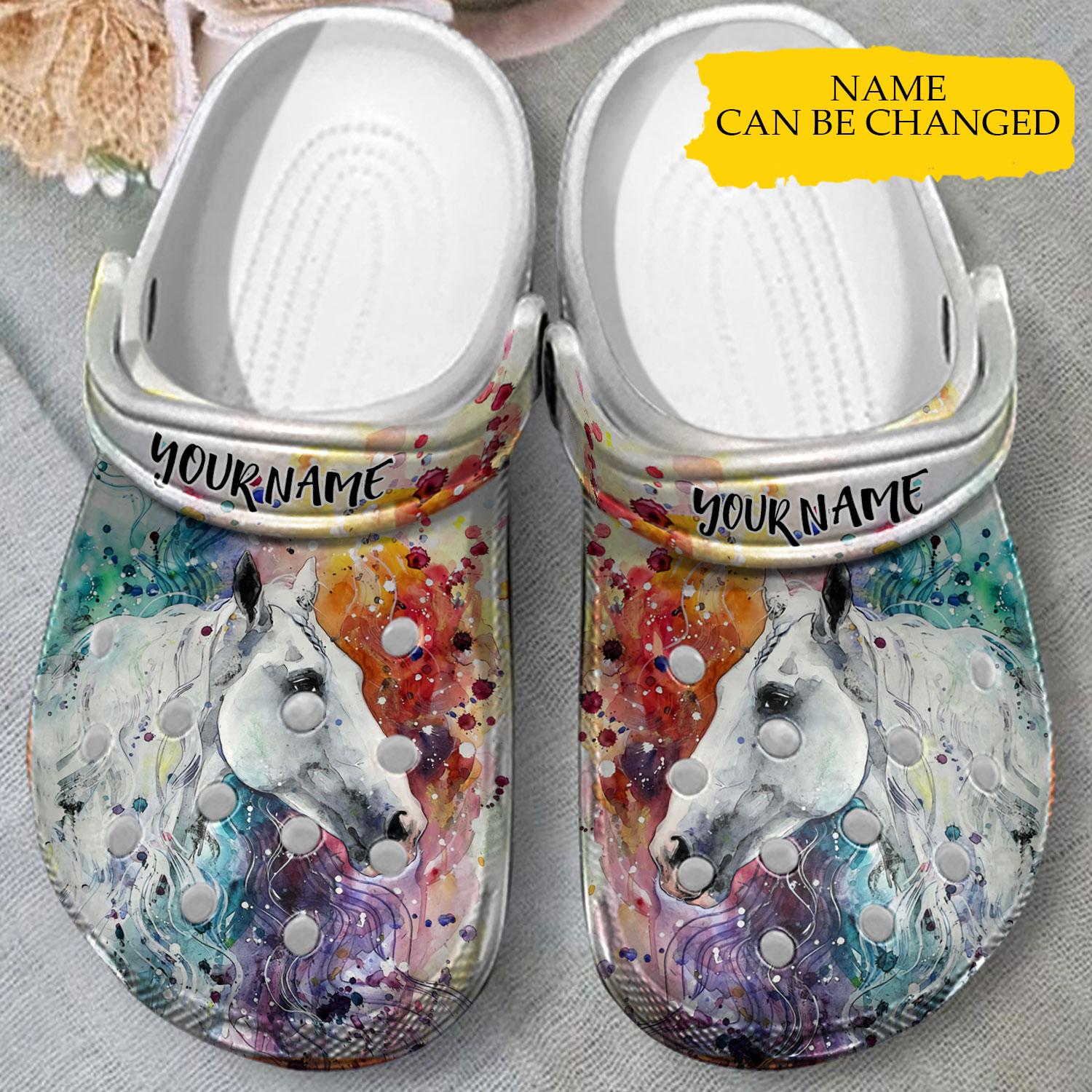 Merchidea Amazing Horse Crocs Crocband Clogs Shoes Comfortable For Men Women and Kids