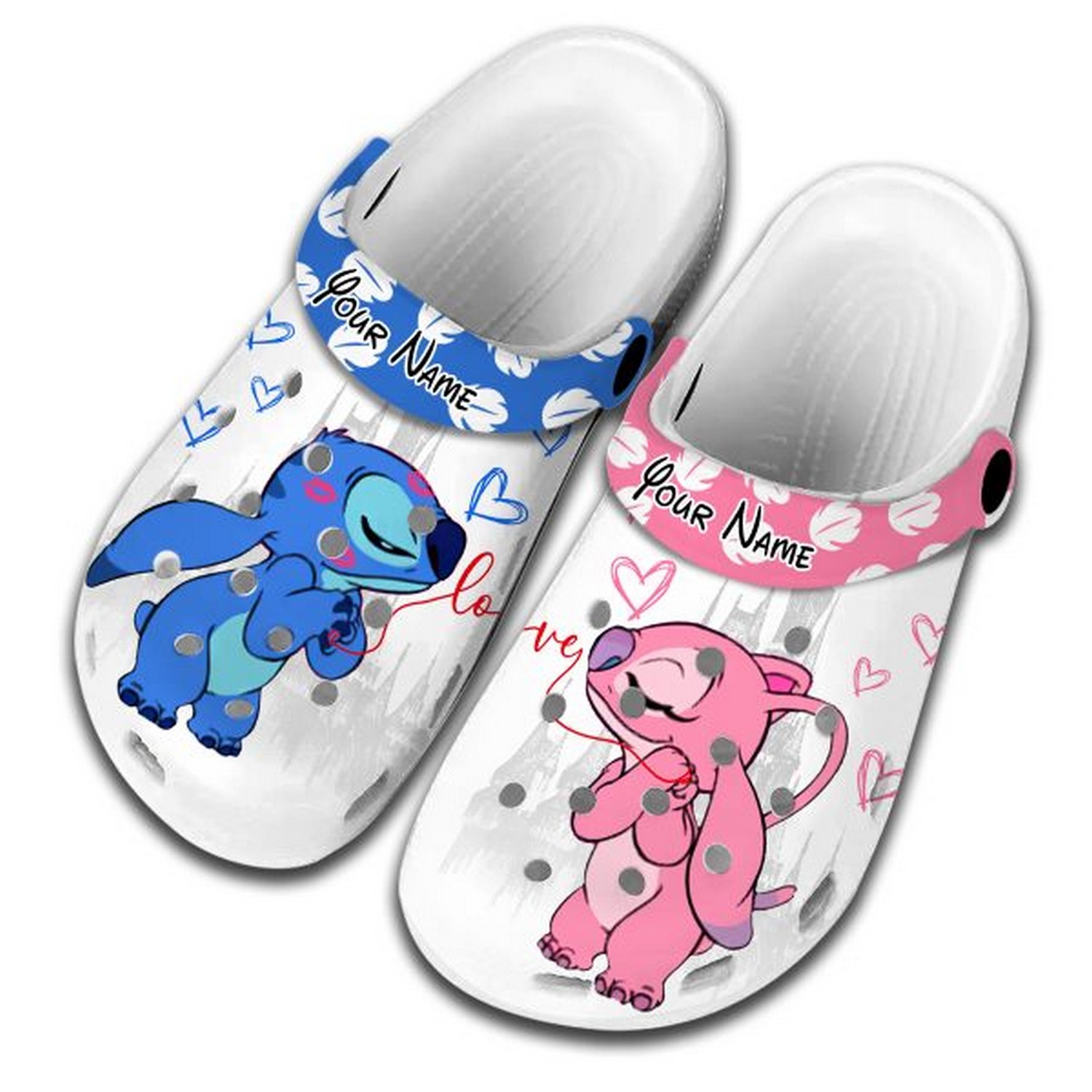 Merchidea Angel And Stitch Cartoon Crocs Crocband Clogs Shoes Comfortable For Men Women and Kids