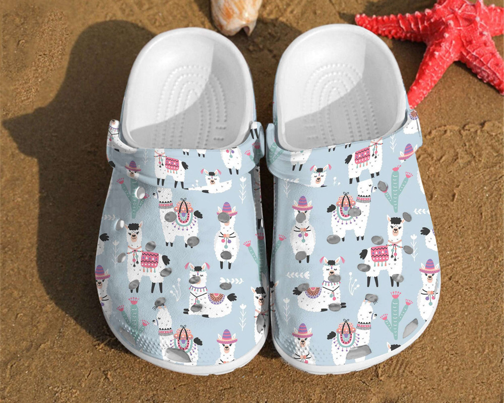 Merchidea Animals Llama Pattern Alpaca Gift For Lovers Comfortable Summer Gift For Lover Rubber clog Shoes Comfy Footwear