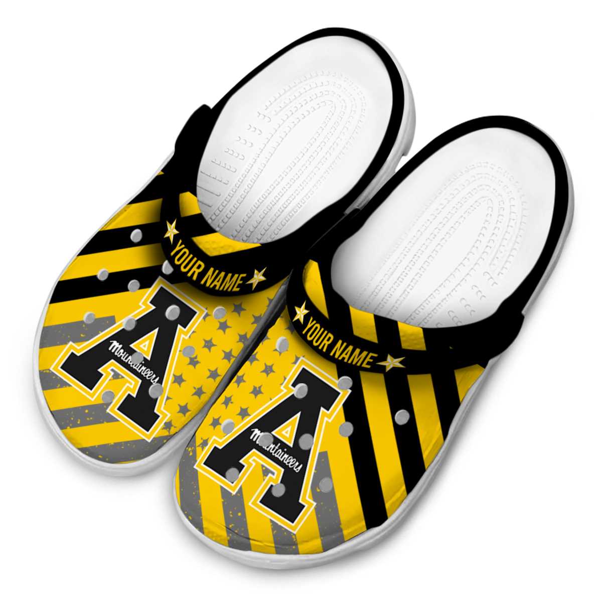 Merchidea Appalachian State Mountaineers NCAA Sport Crocs Crocband Clogs Shoes Comfortable For Men Women and Kids