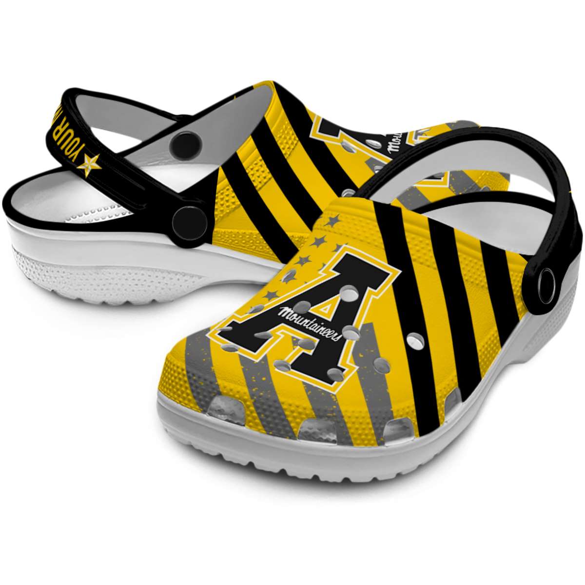 Merchidea Appalachian State Mountaineers NCAA Sport Crocs Crocband Clogs Shoes Comfortable For Men Women and Kids