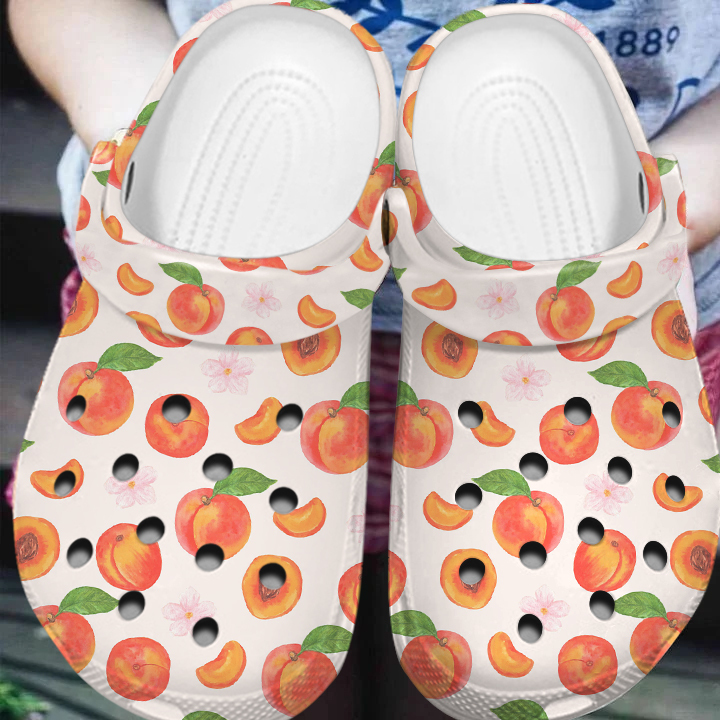 Merchidea Apricot Fruit Crocs Crocband Clogs Shoes Comfortable For Men Women and Kids