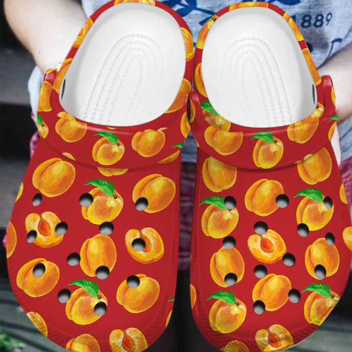 Merchidea Apricot Fruit Crocs Crocband Clogs Shoes Comfortable For Men Women and Kids