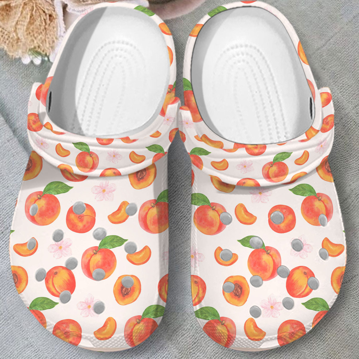 Merchidea Apricot Fruit Crocs Crocband Clogs Shoes Comfortable For Men Women and Kids