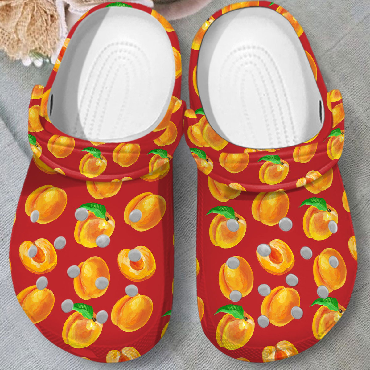 Merchidea Apricot Fruit Crocs Crocband Clogs Shoes Comfortable For Men Women and Kids