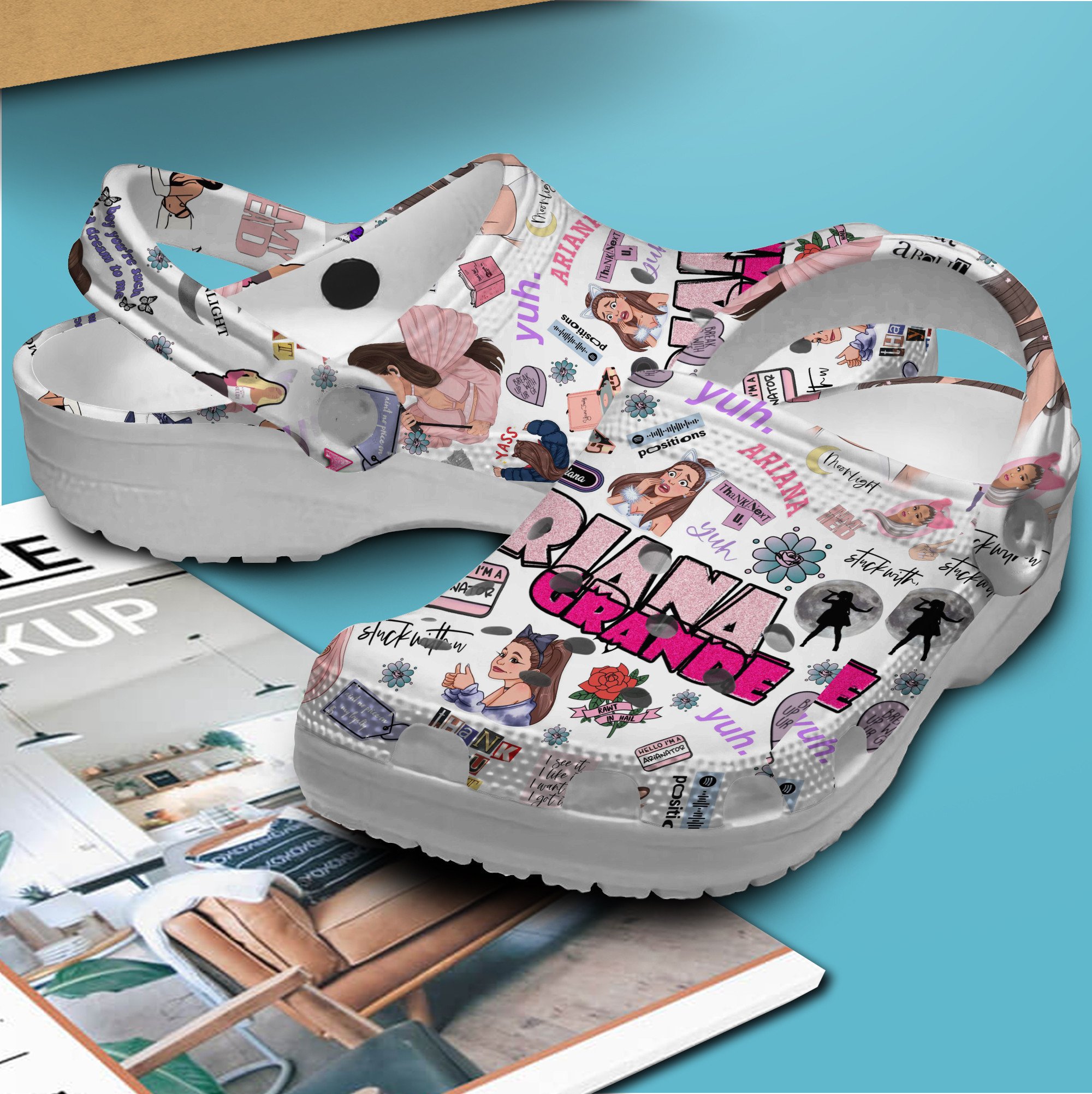 Merchidea Ariana Grande Music Crocs Crocband Clogs Shoes Comfortable For Men Women and Kids