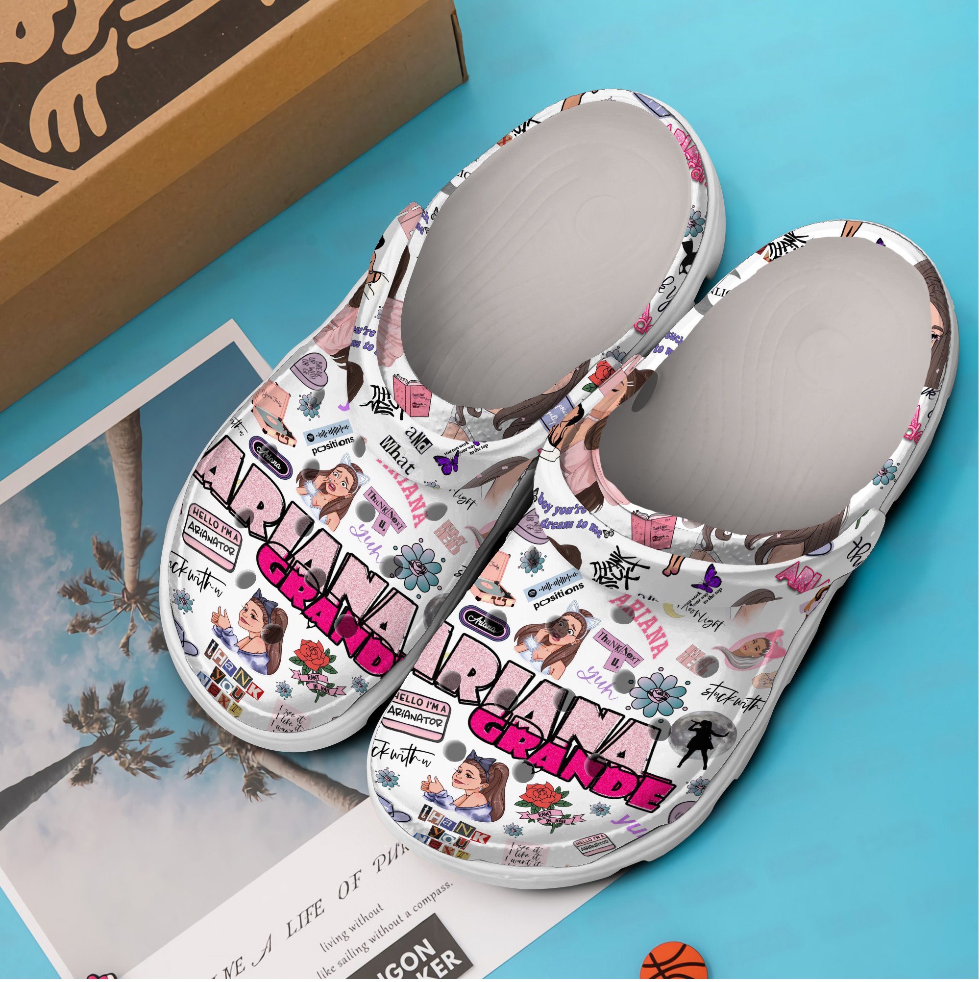 Merchidea Ariana Grande Music Crocs Crocband Clogs Shoes Comfortable For Men Women and Kids